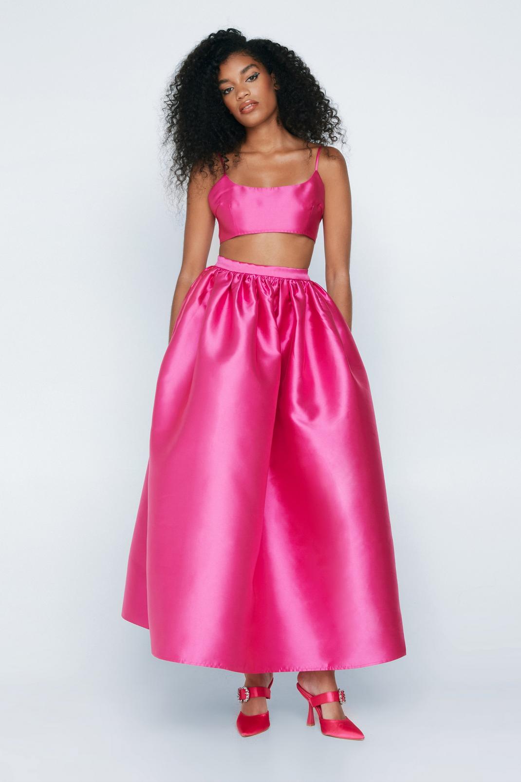Purple Premium Satin Structured Maxi Skirt image number 1