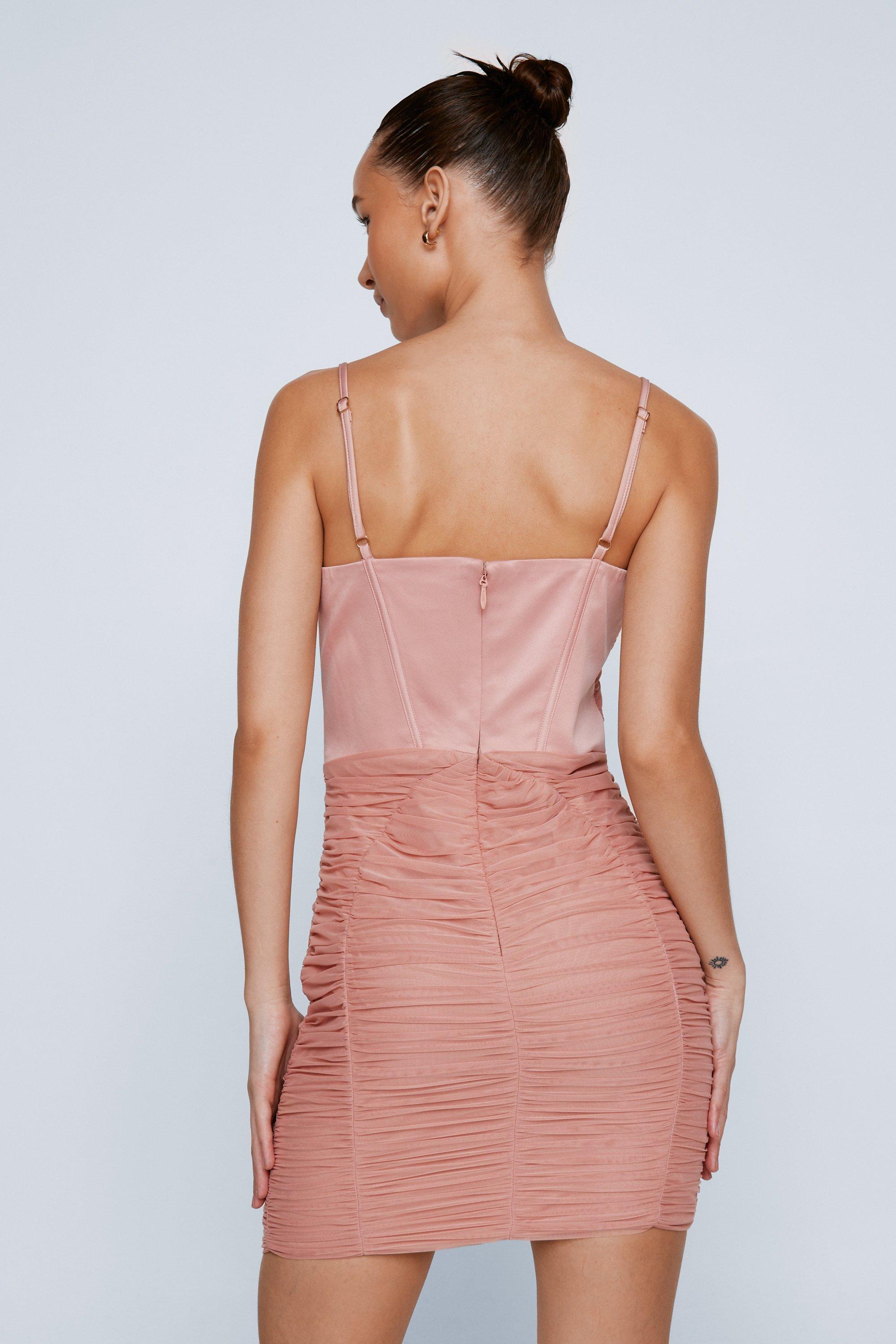 Mesh Corset Mini Dress Blush