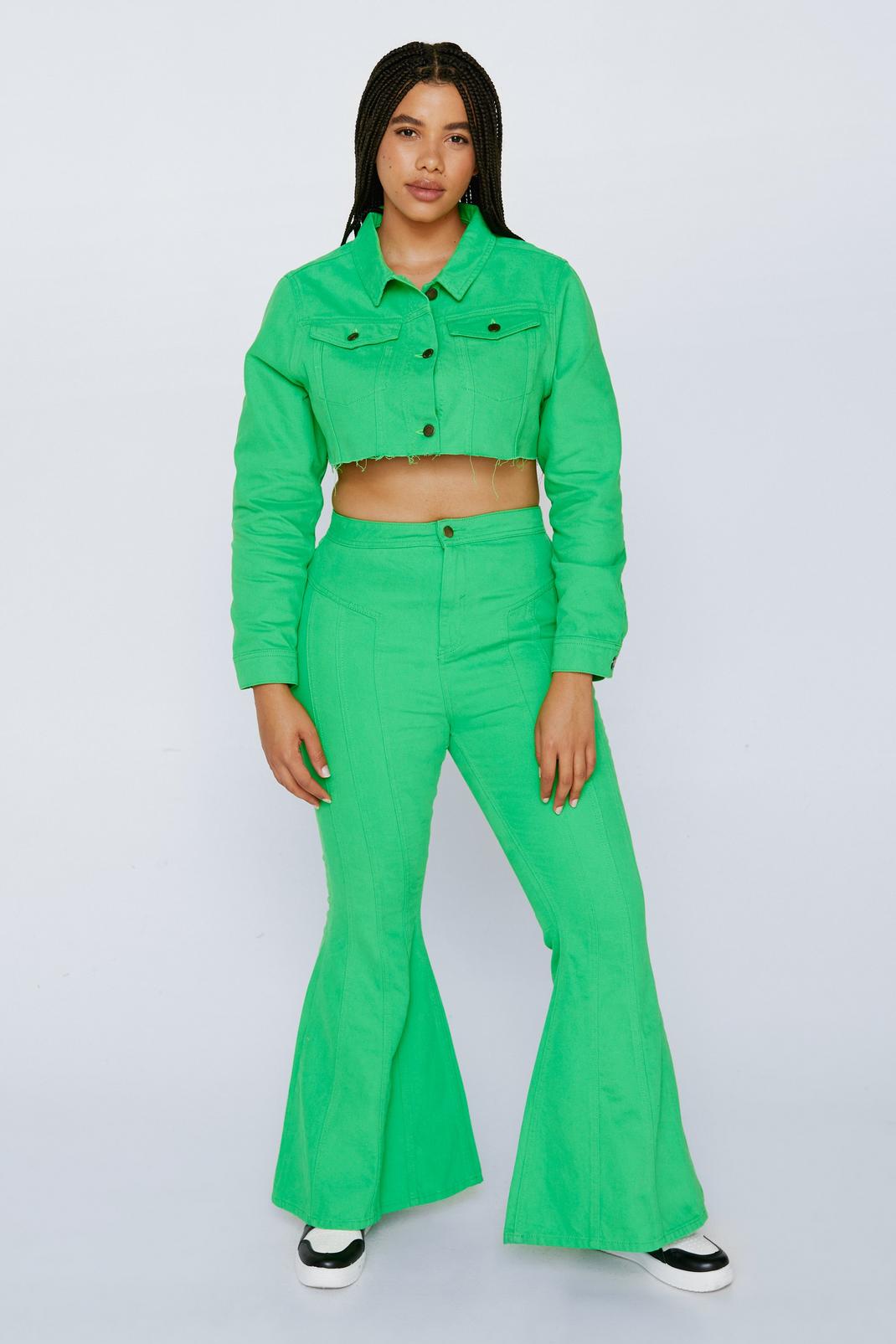 Grande taille - Jean flare taille mi-haute, Green image number 1