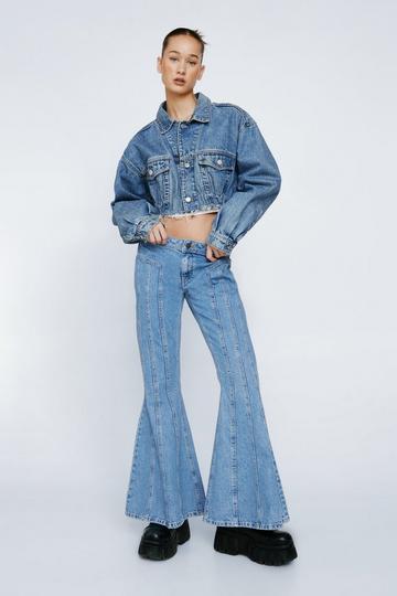 Blue Petite Mid Rise Flare Jeans