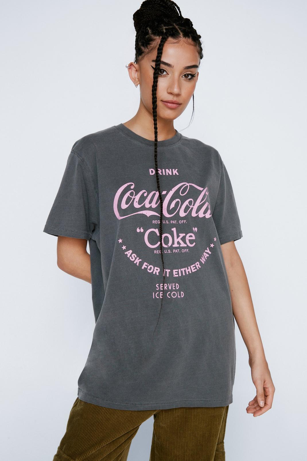 Charcoal Coca Cola Graphic Oversized T-shirt image number 1
