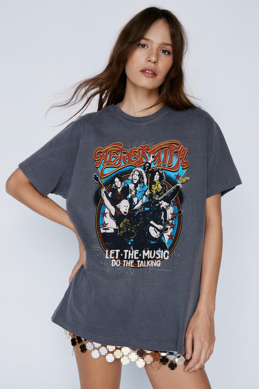 T-shirt oversize imprimé Aerosmith, Charcoal image number 1