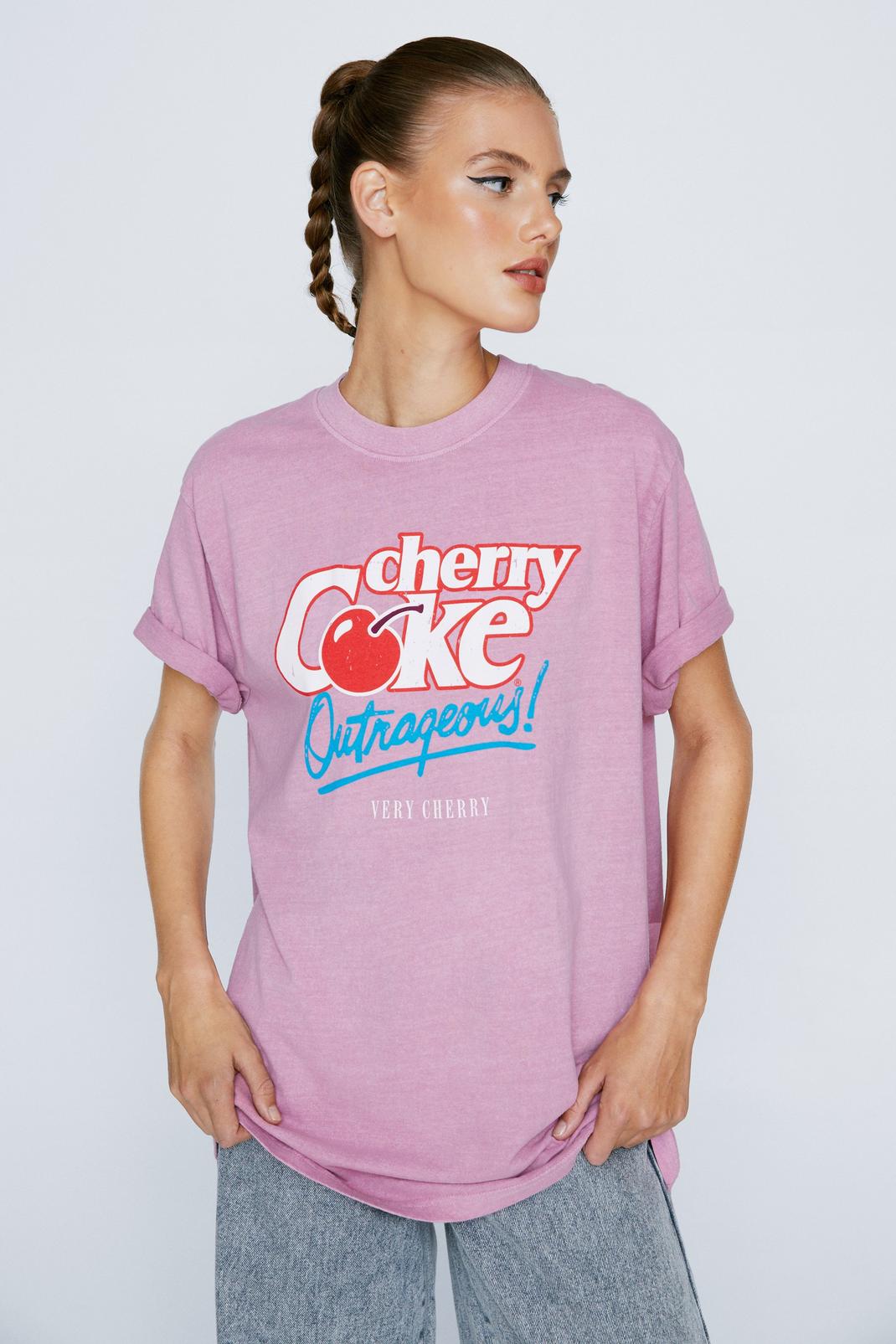 Pink Cherry Coke Graphic Oversized T-shirt image number 1