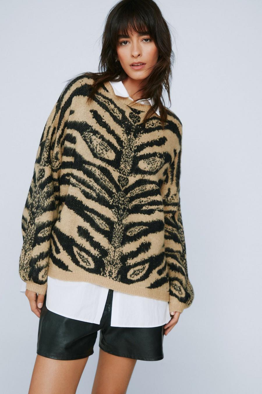 Animal Print Oversized Sweater