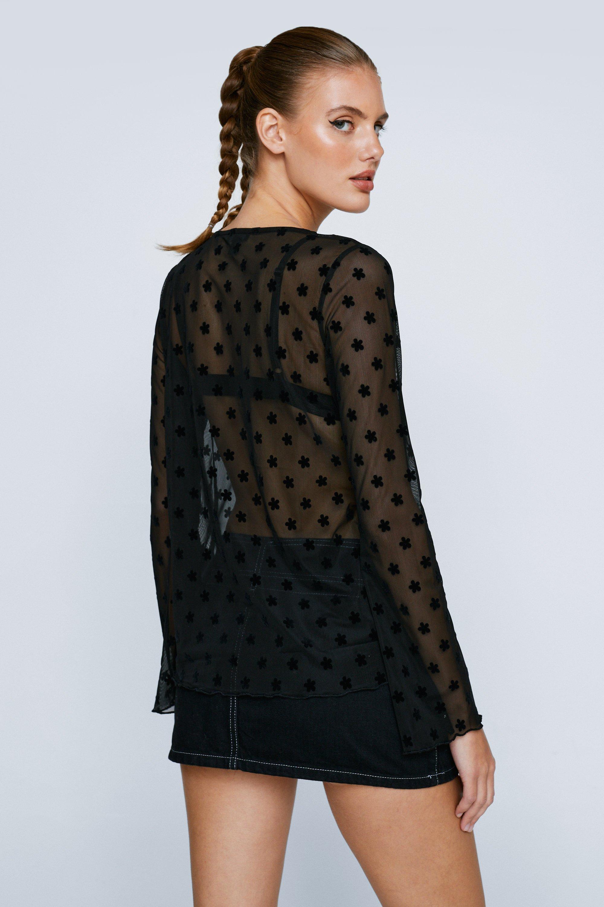 Polka dot mesh shirt online