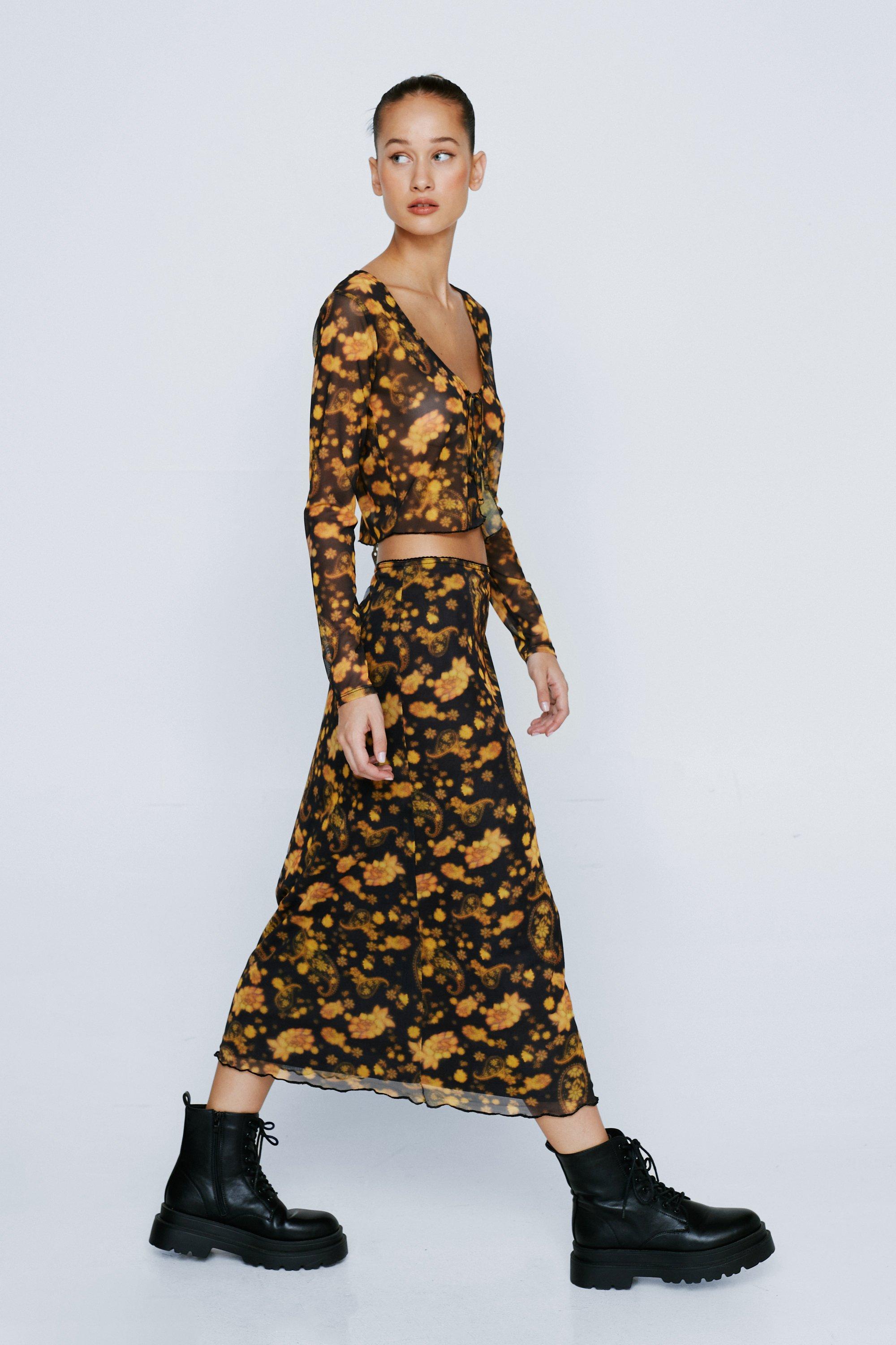 Petite Floral Print Maxi Skirt