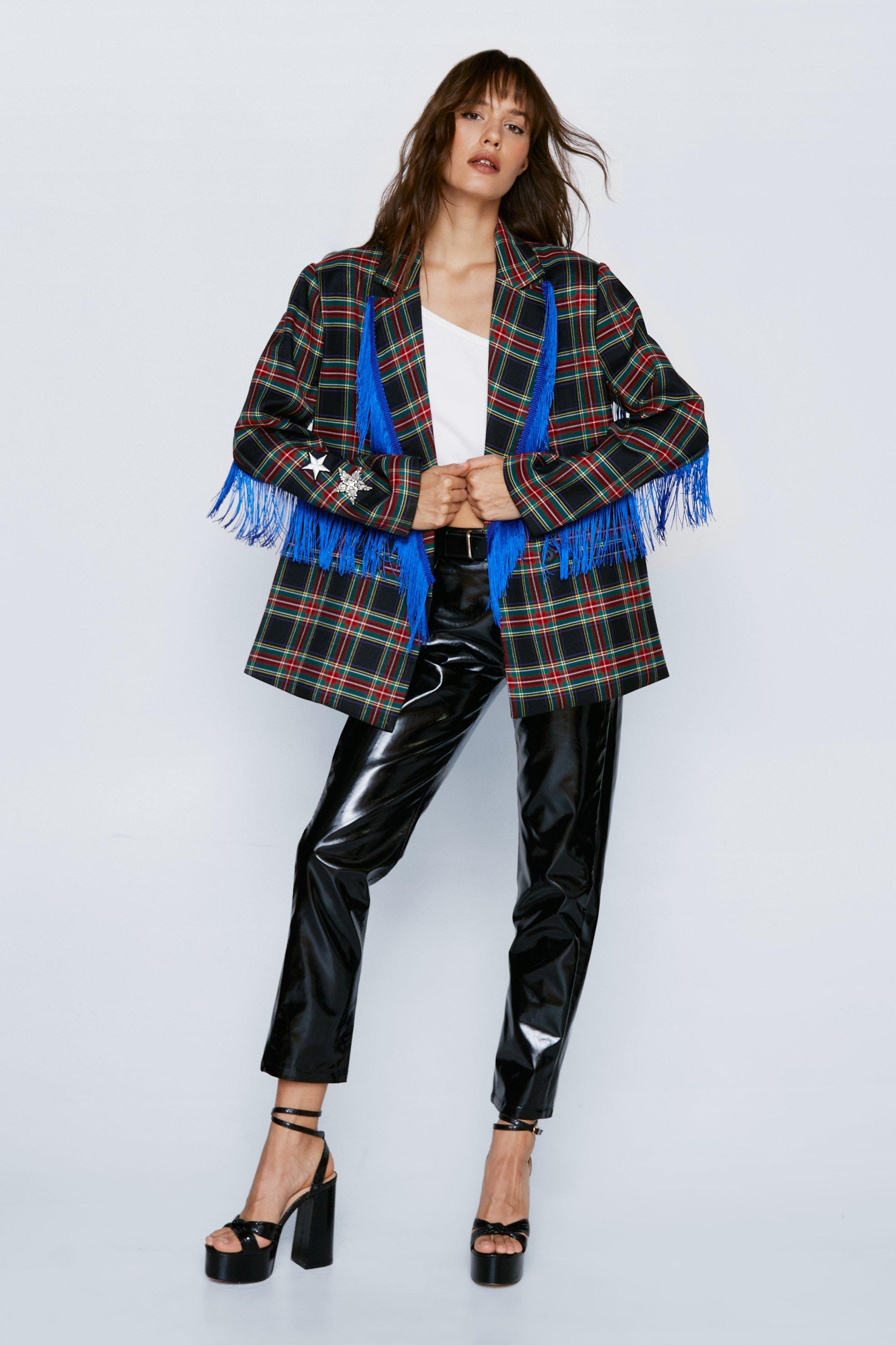 Tartan on sale blazer zara