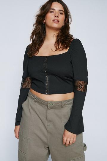 Black Plus Size Off The Shoulder Corset Top