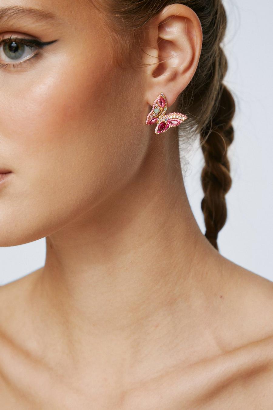 Embellished Beaded Butterfly Earrings