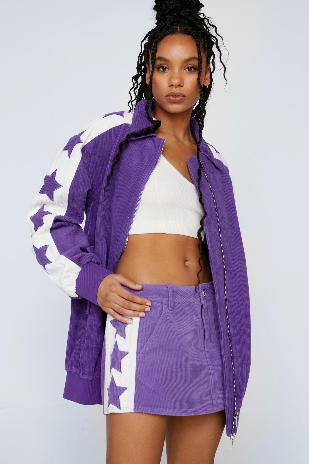 Mini jupe taille basse imprimé étoiles, Purple image number 1