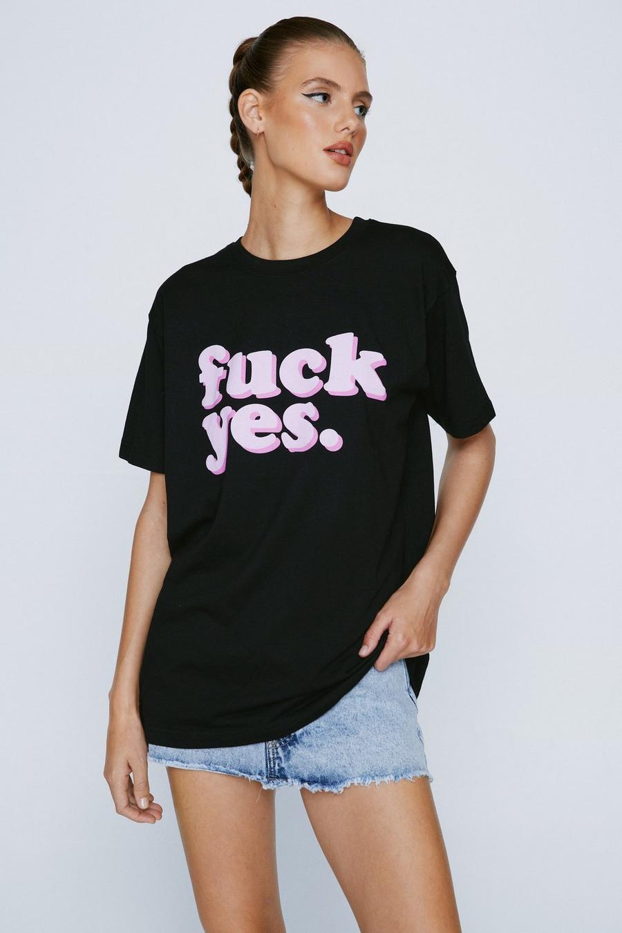 'Yes' Slogan Oversized T-Shirt