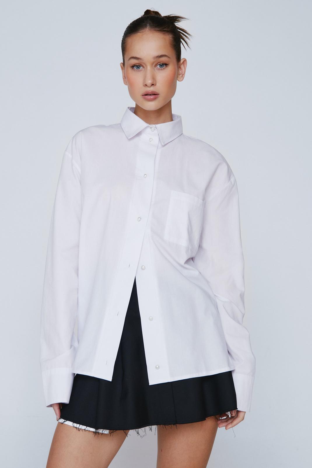 White Poplin Relaxed Shirt image number 1