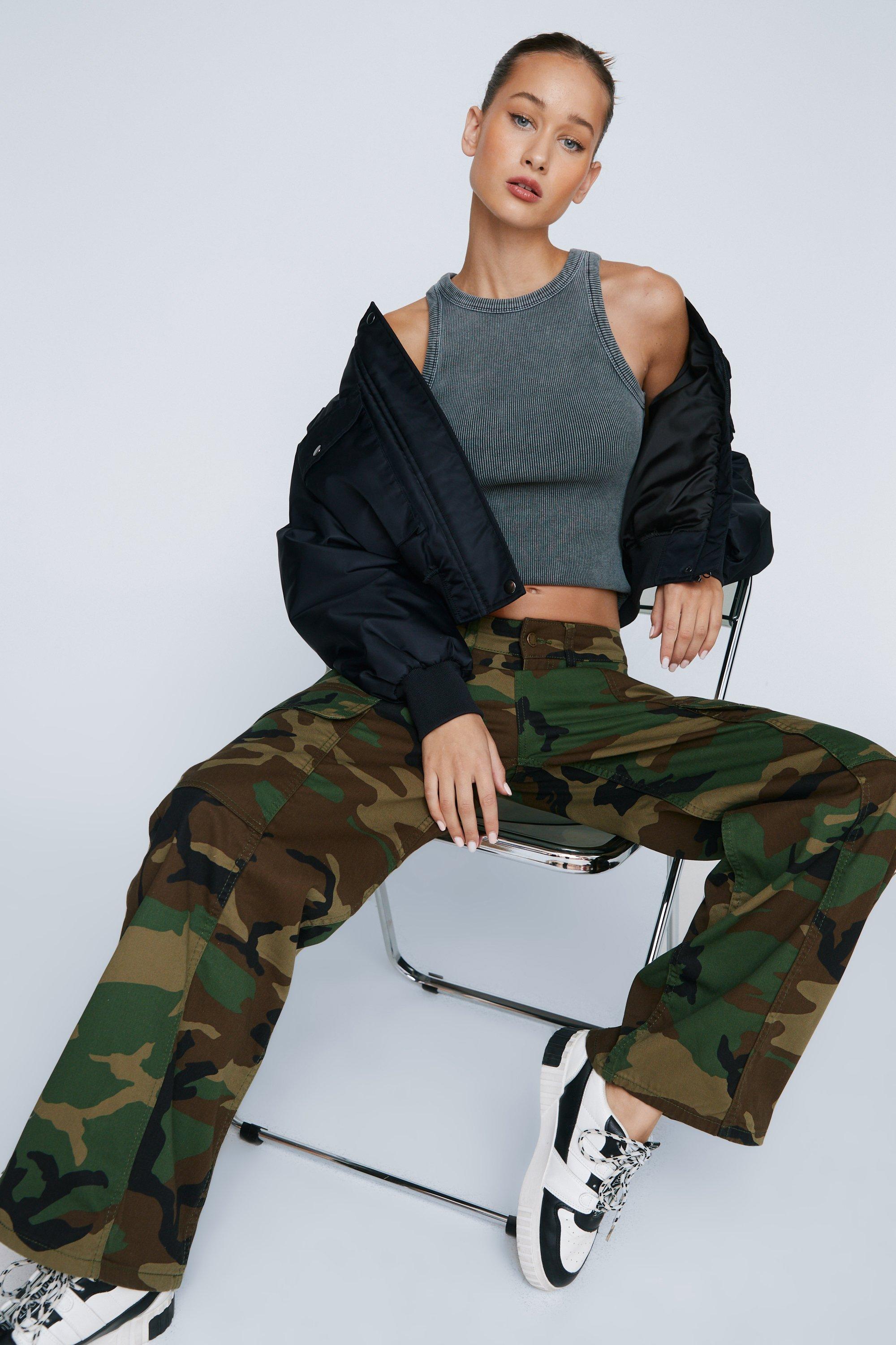 petite camo trousers