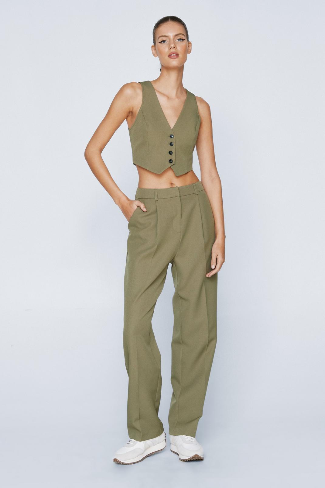 Olive Tailored Tapered Trousers image number 1