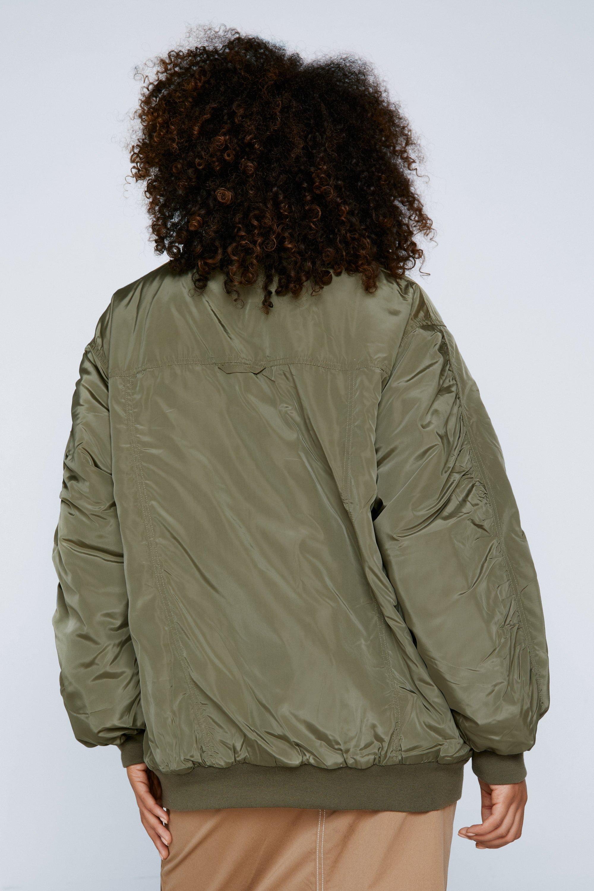 Oversized Multi Pocket Sleeve Detail Padded Bomber Jacket | Nasty Gal