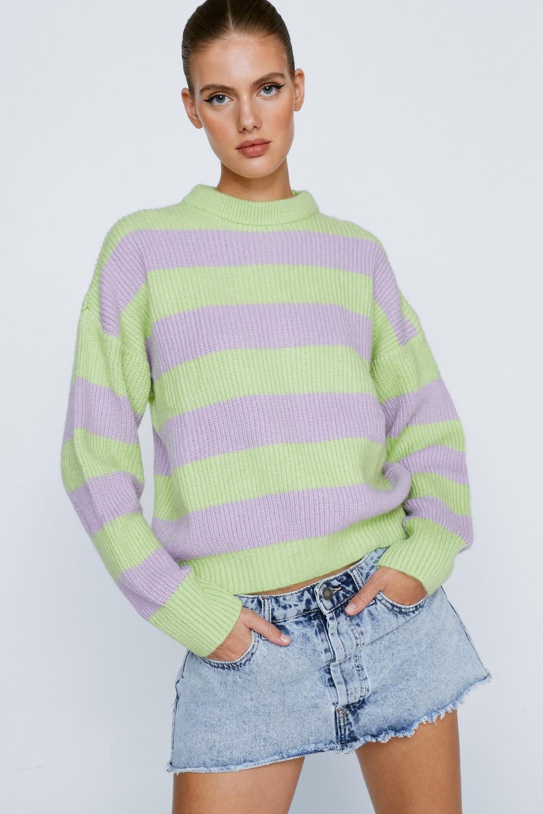 Oversized Stripe Knitted Jumper image number 1