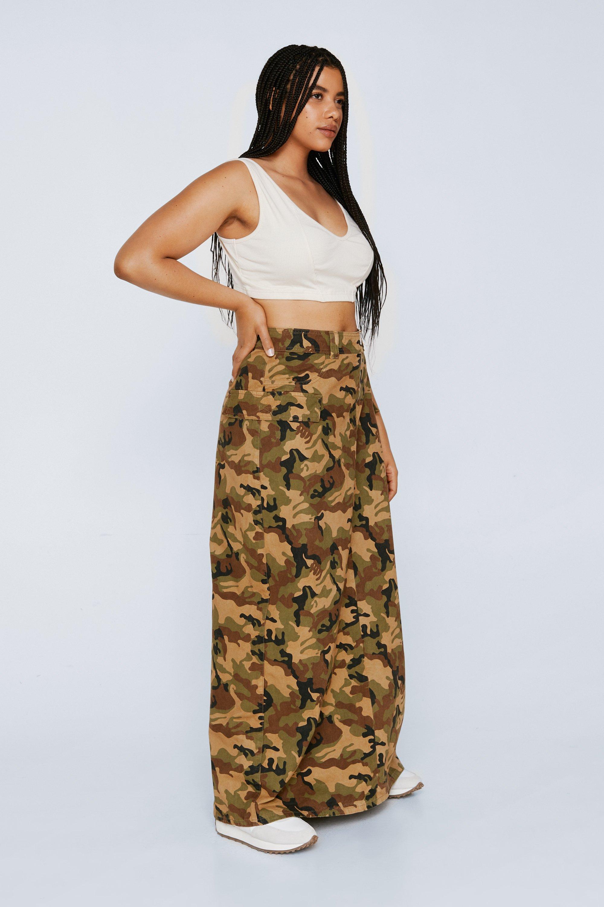 Camo print long clearance skirt