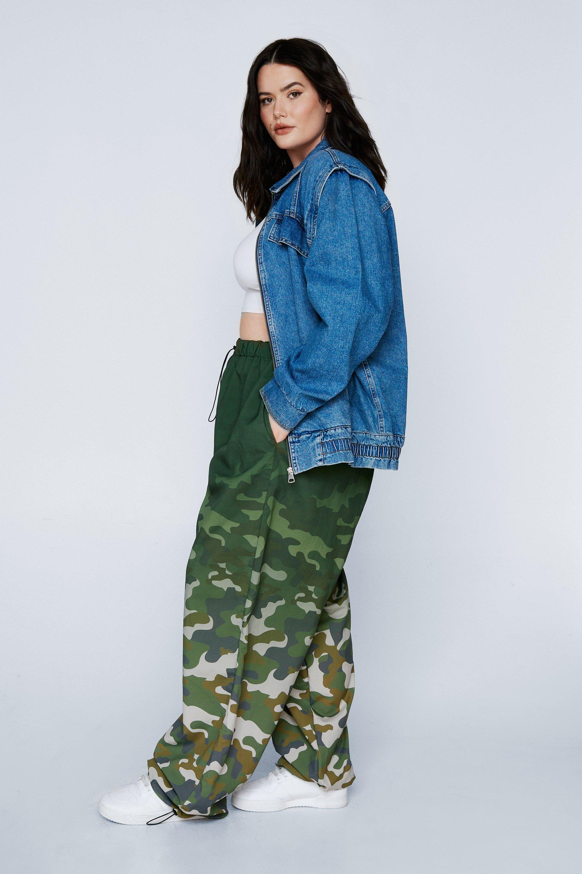 Plus Size Parachute Camo Gradient Cargo Pants