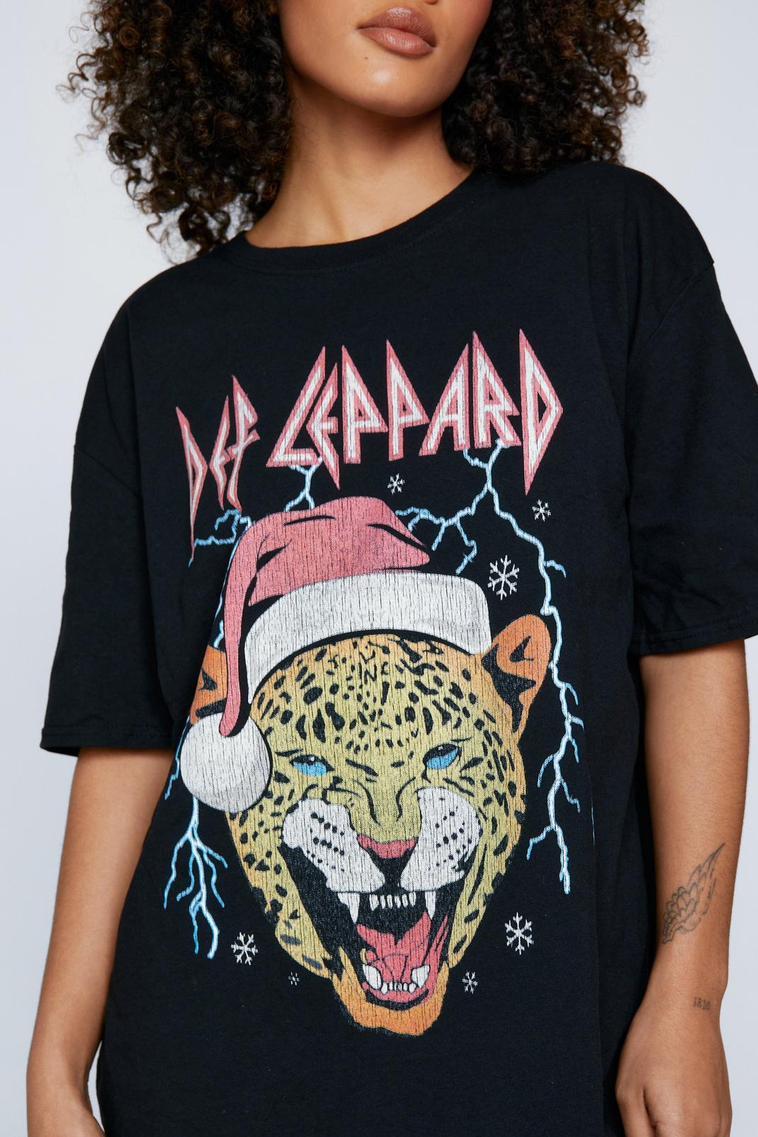 Black Def Leppard Christmas Graphic T-shirt image number 1
