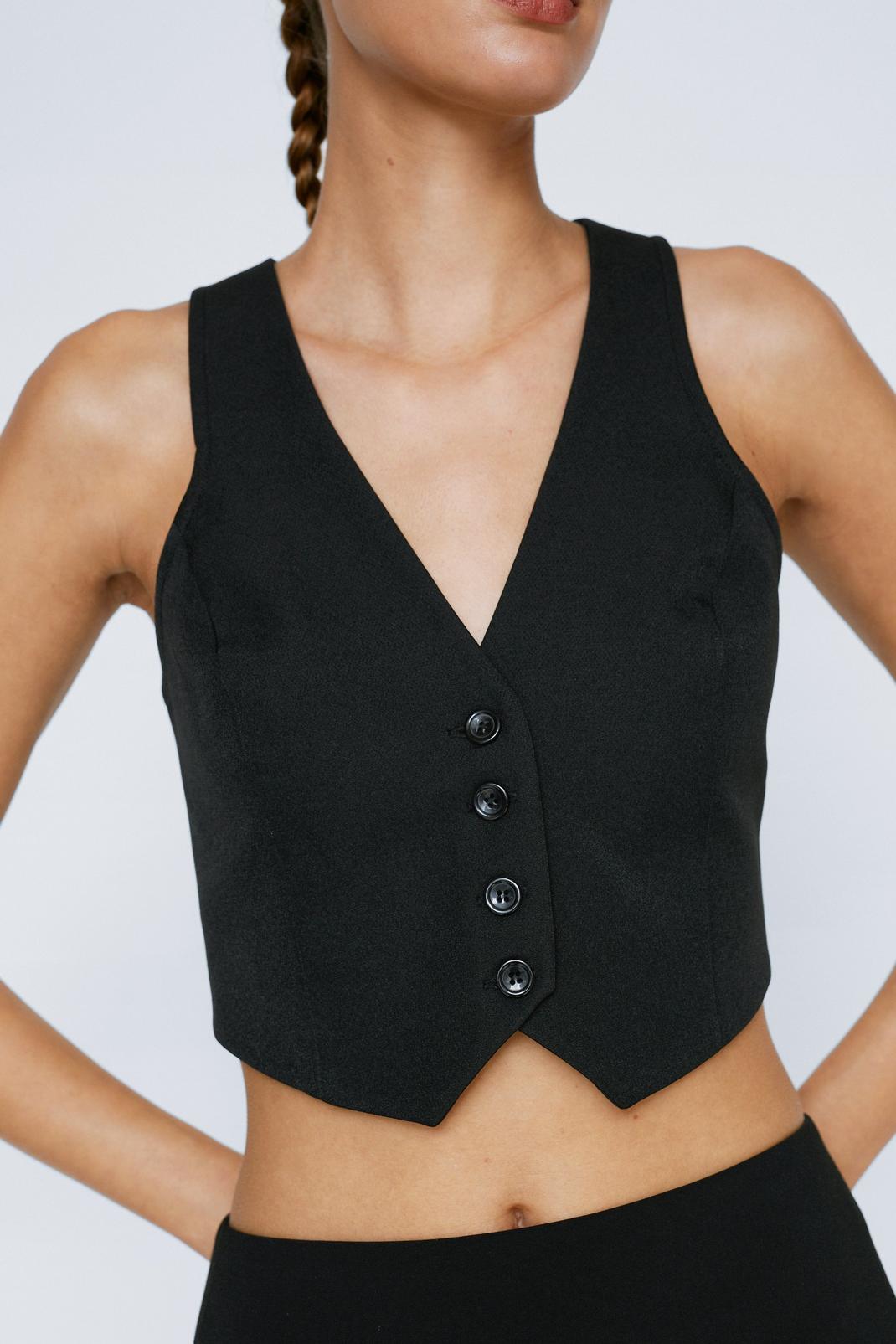 Black Tailored Tailored Vest image number 1