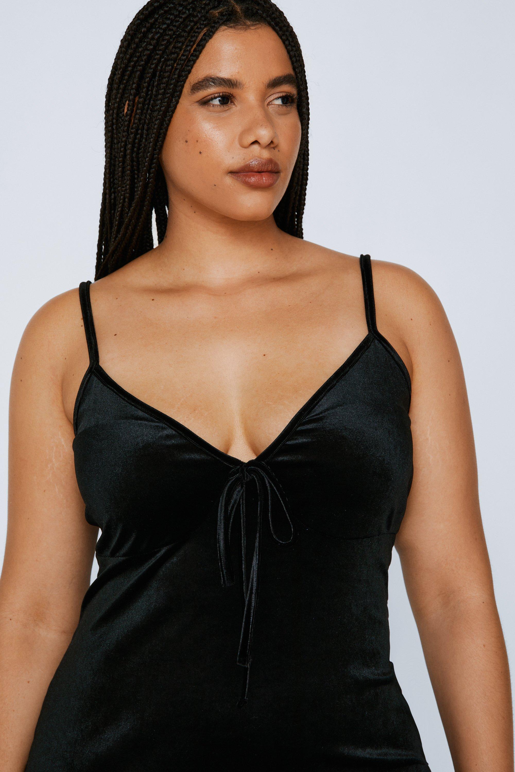 Plus Size Velvet Cami Midi Dress