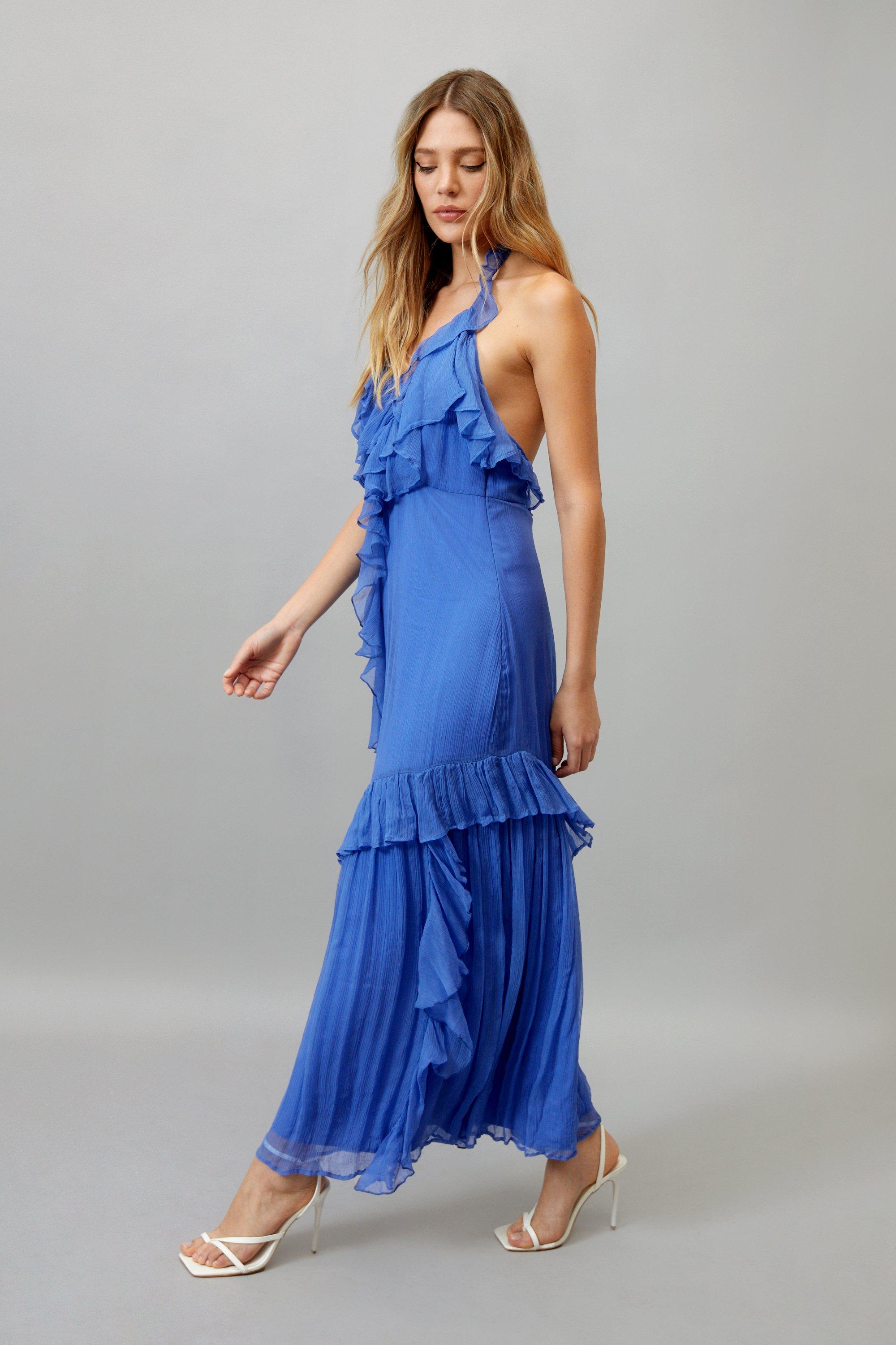 Ruffle Halterneck Maxi Dress