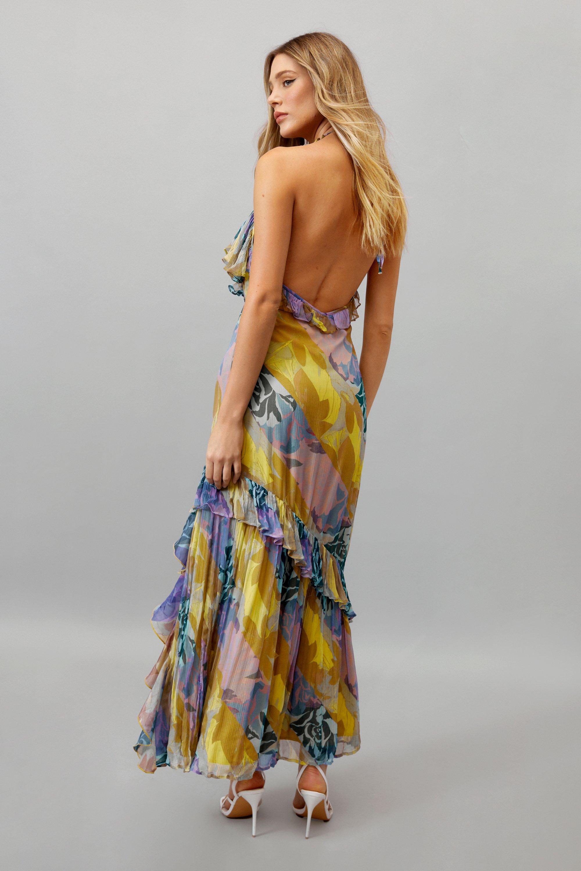 Hannah Floral Long Sleeve Ruffle Maxi Dress