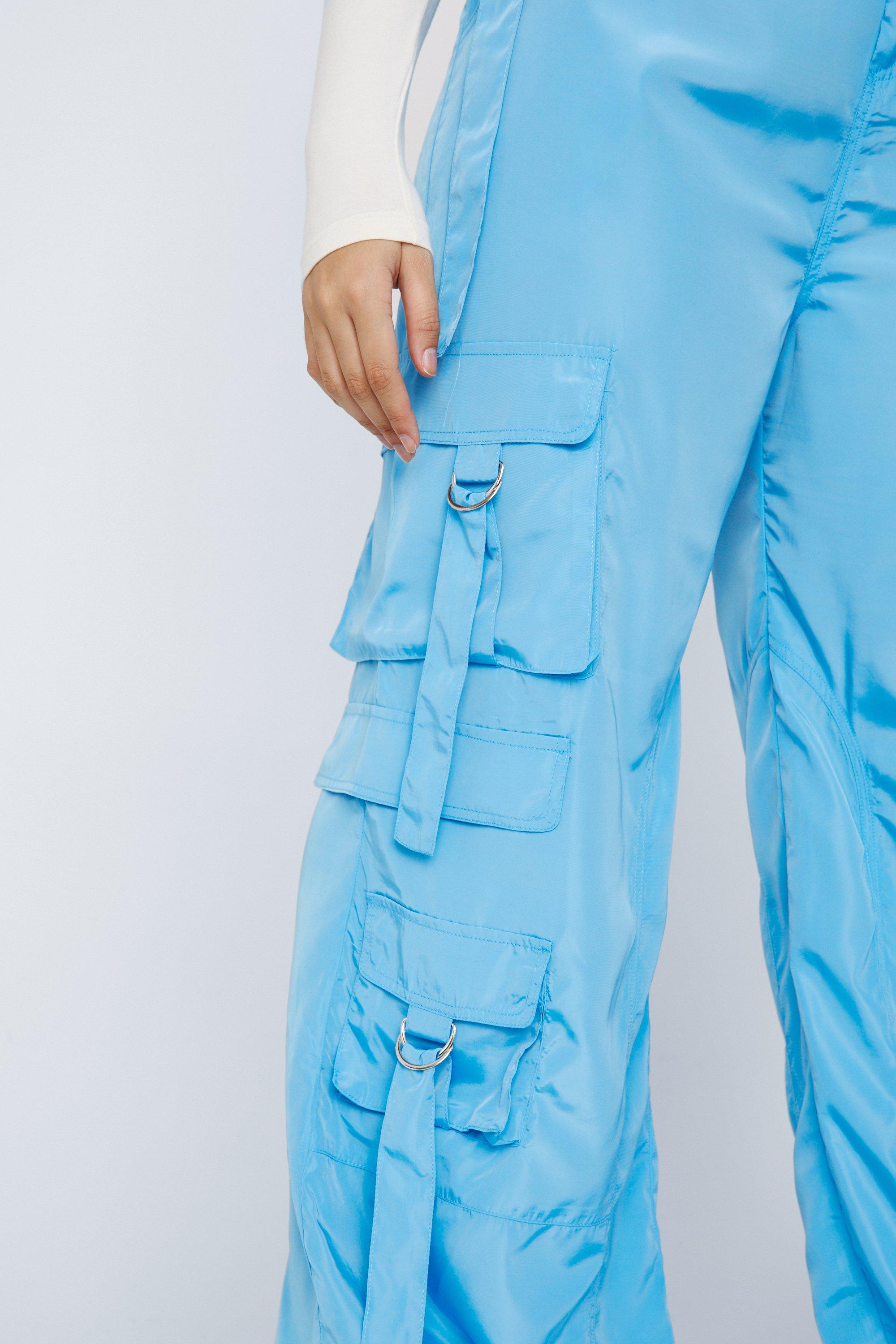 Women's Cargo Pants With Side Pocket Detail Sky Blue –