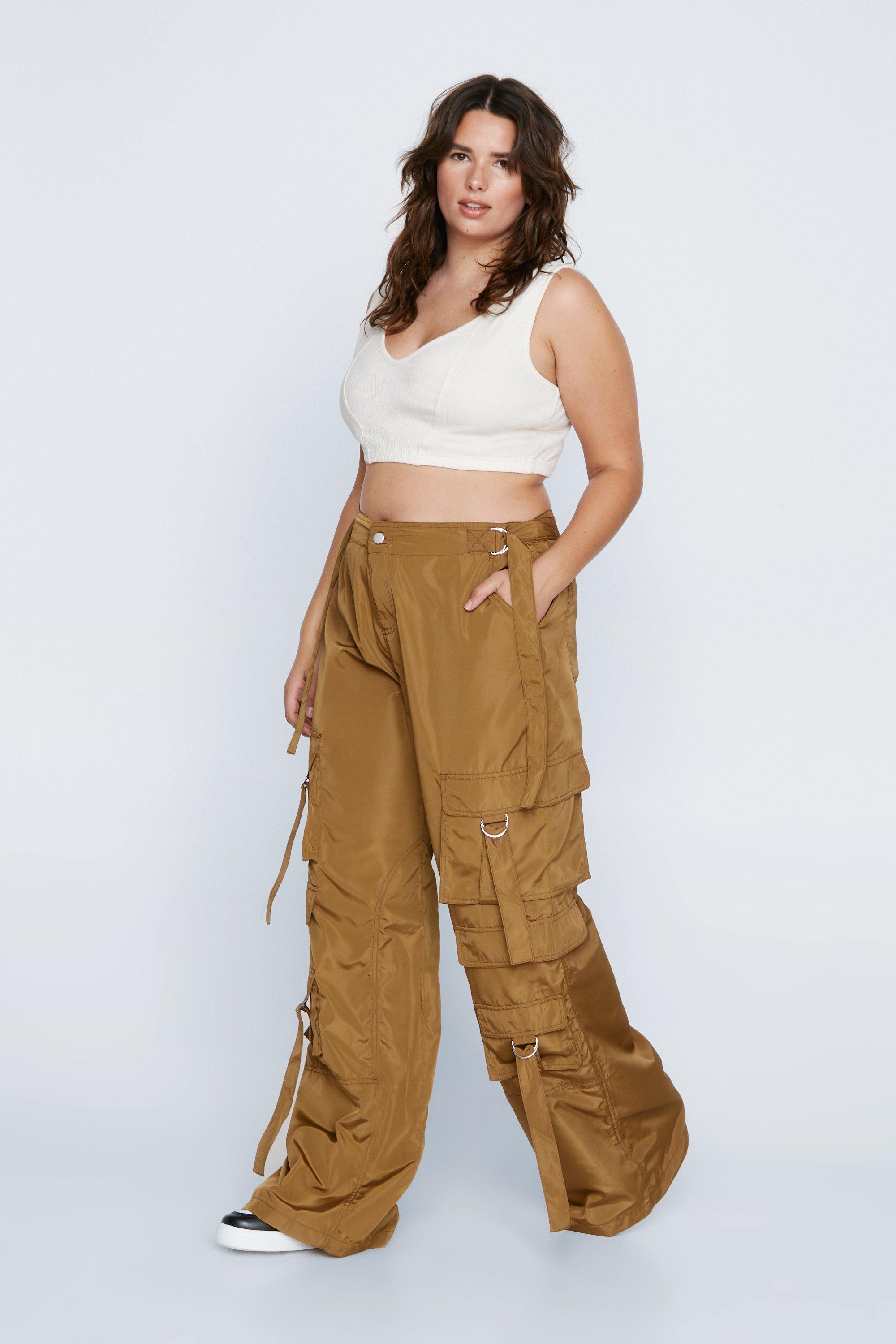 Plus Size Nylon Wide Leg Pocket Cargo Pants | Nasty Gal