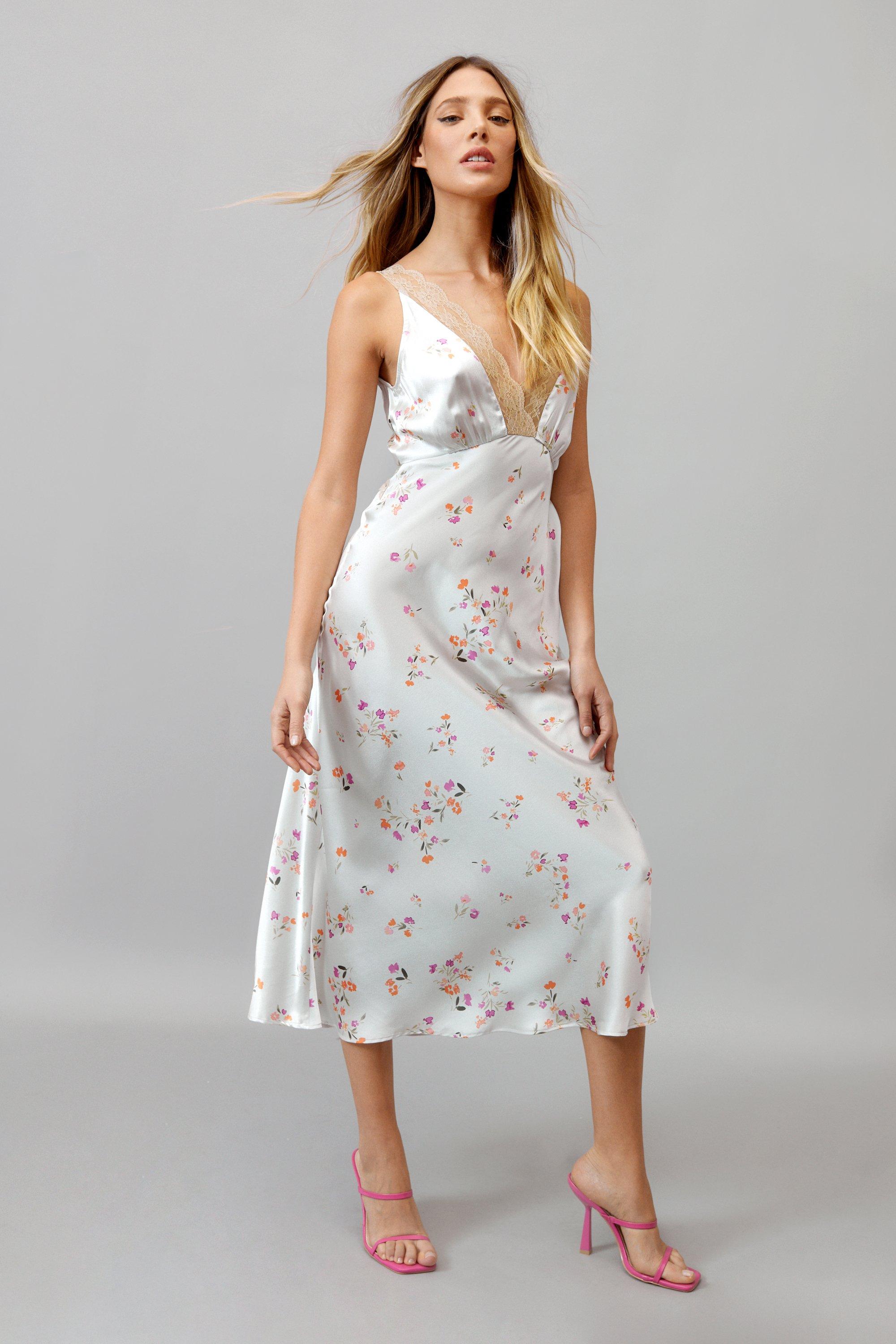 Topshop daisy print slip midi clearance dress