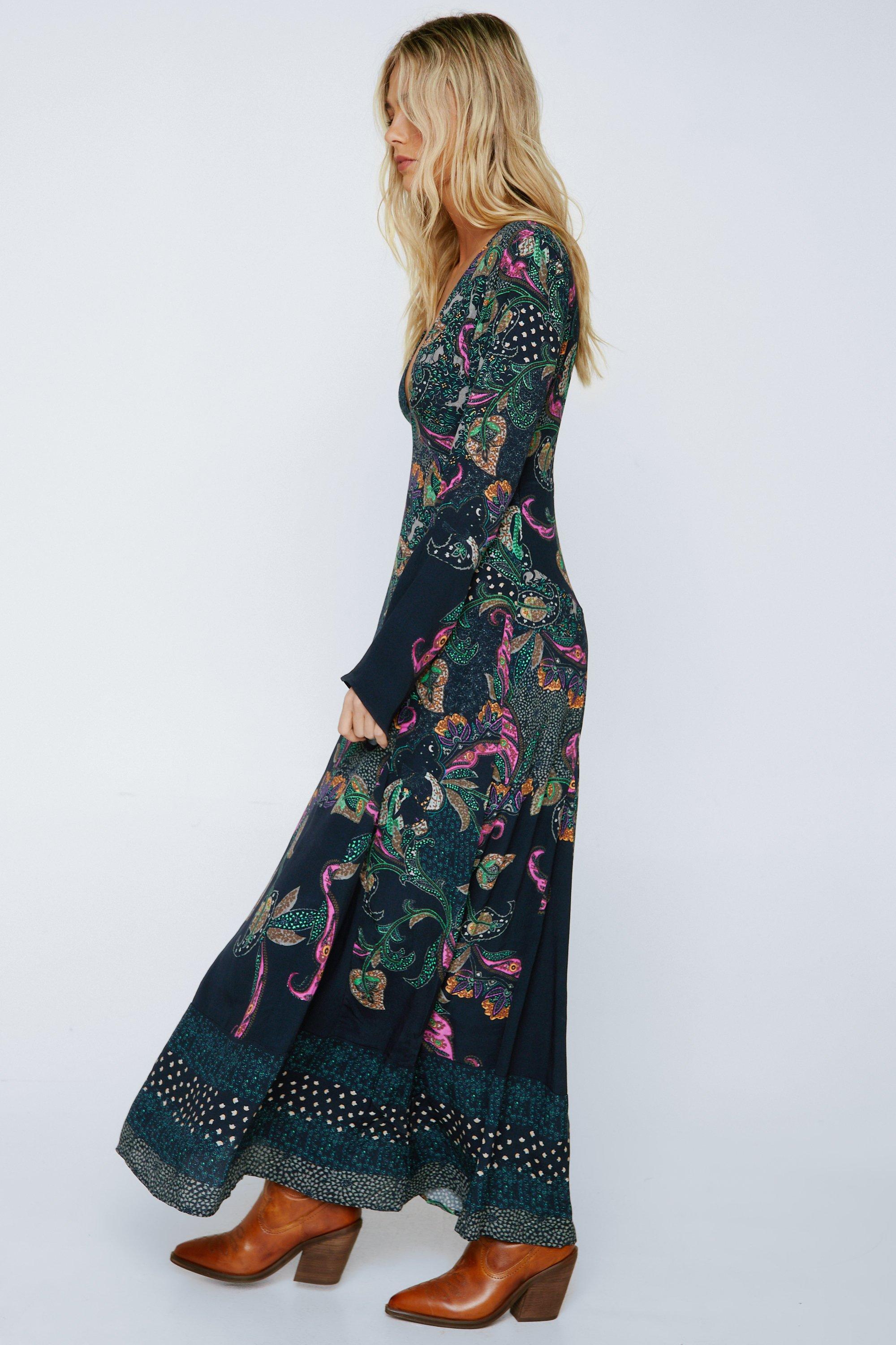 Frock & Frill long sleeve embroidered maxi dress