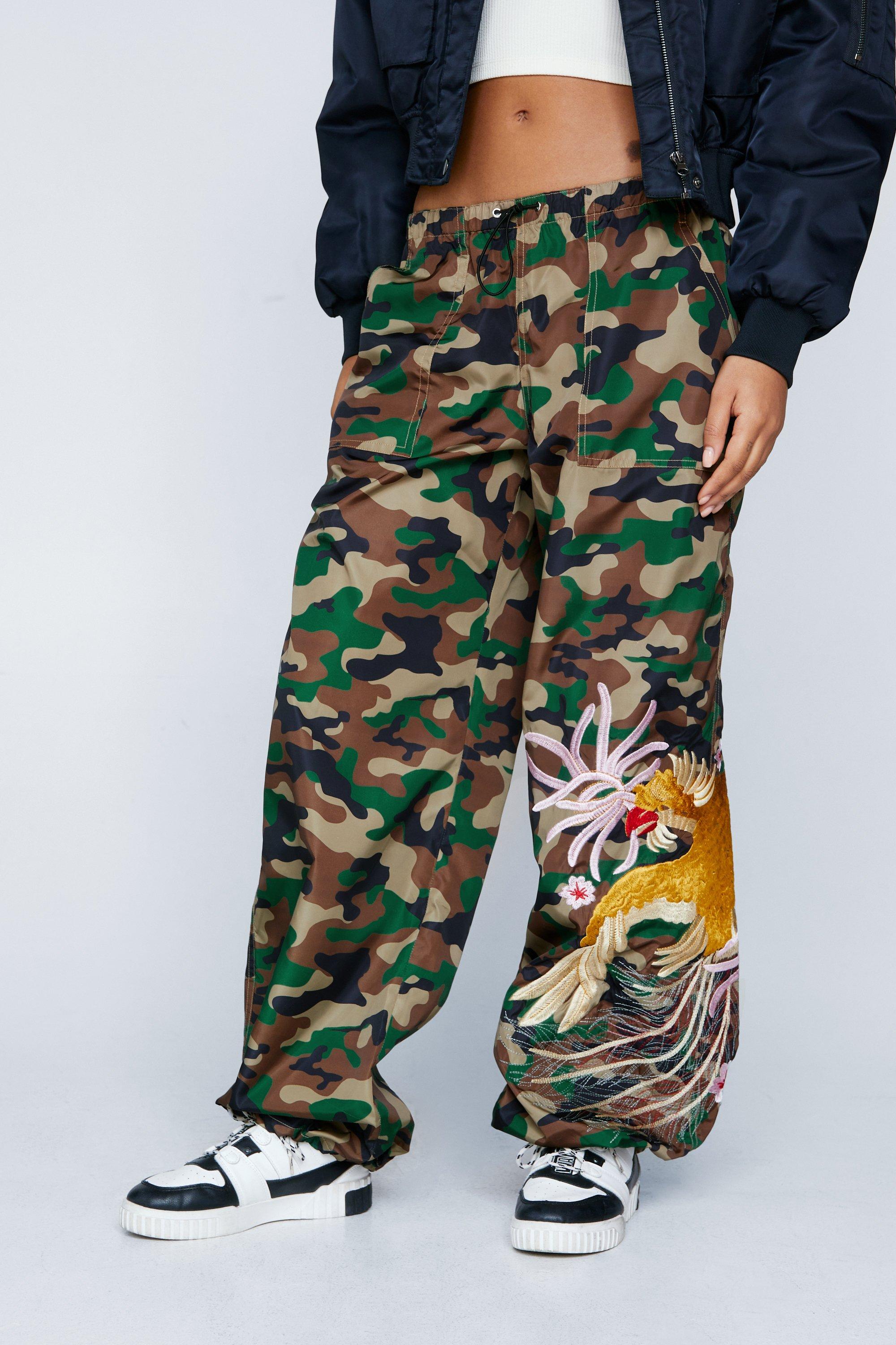 High Waist 4 Pocket Camo Cargo Pants