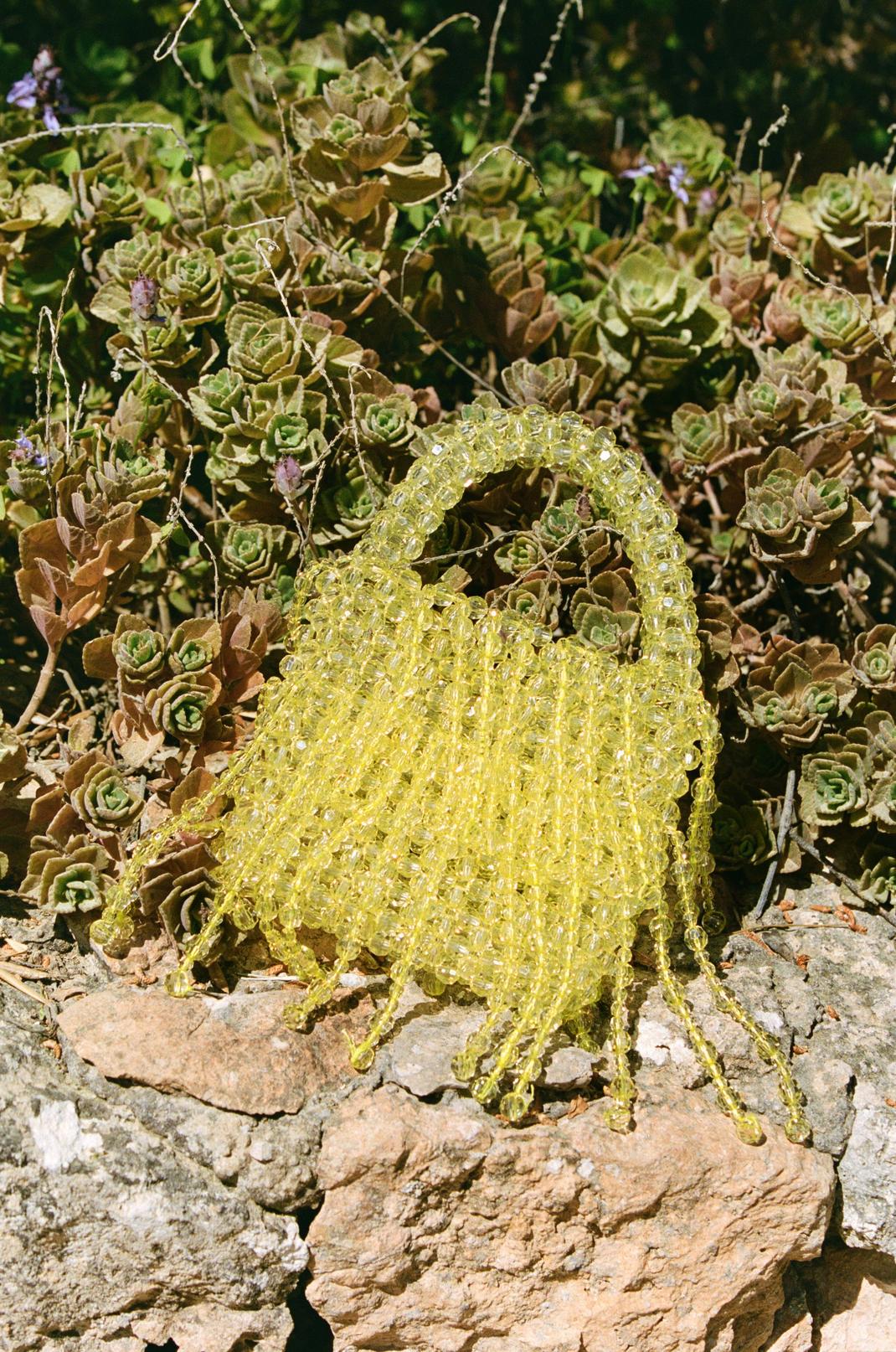 Green Crystal Beaded Drop Embellished Mini Bag image number 1