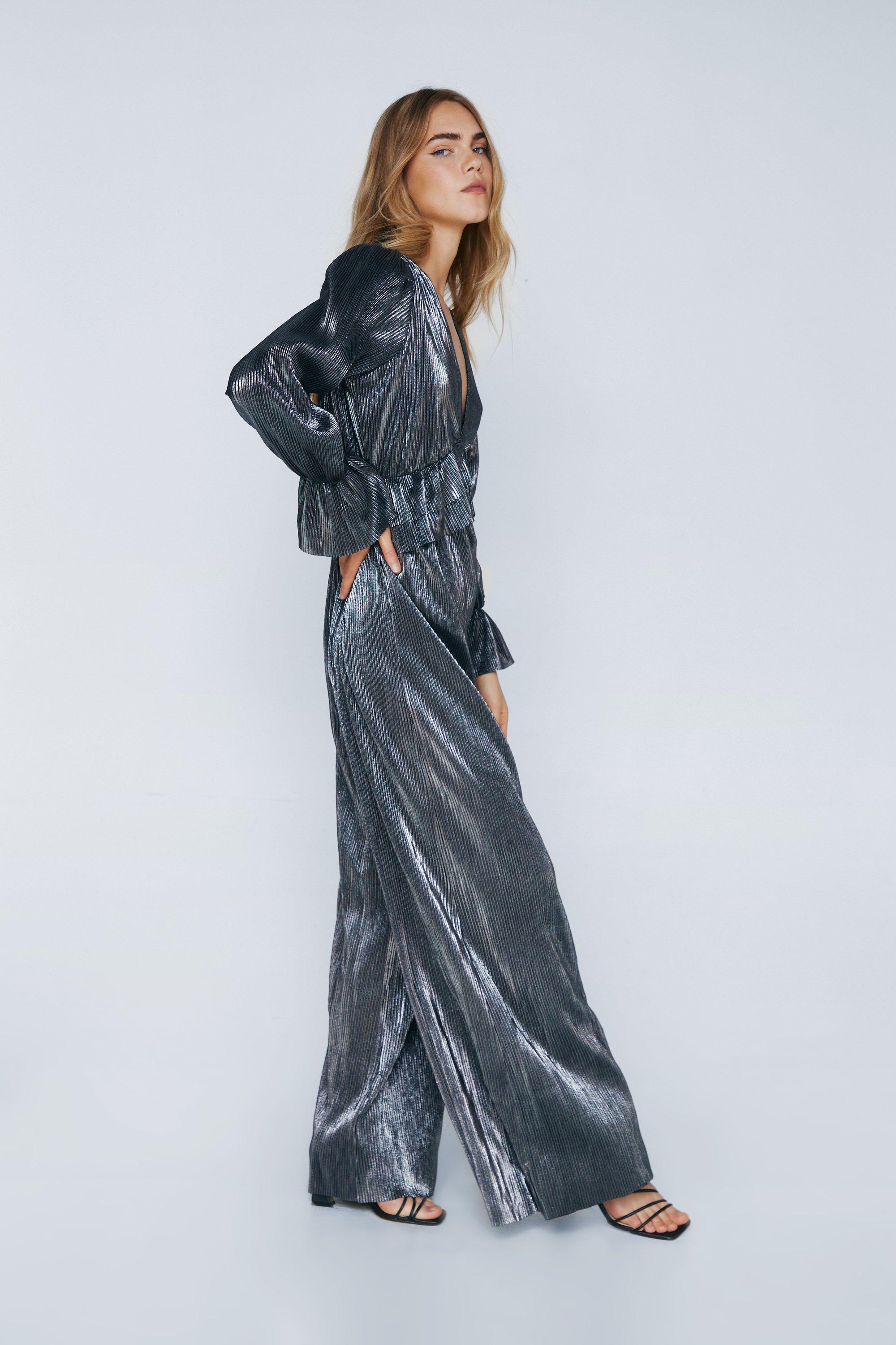 PLEATED RUFFLED JUMPSUIT