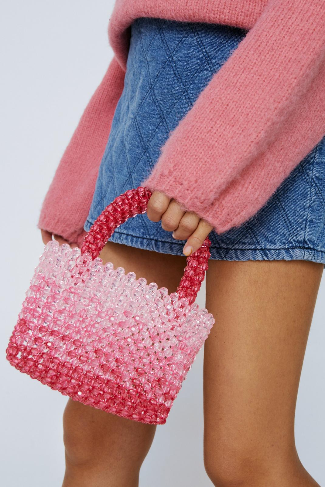 Pink Crystal Beaded Embellished Mini Bag image number 1