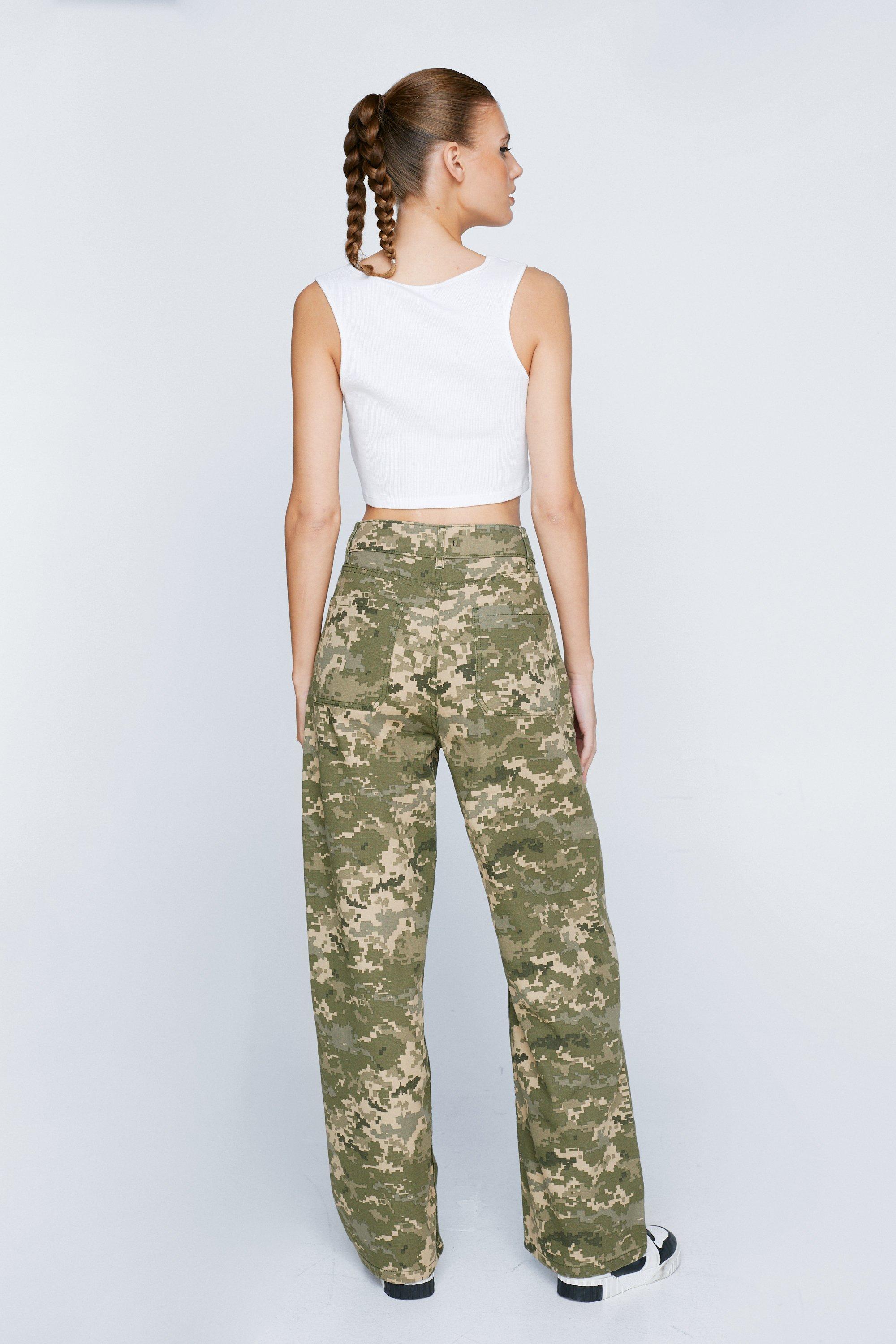 Abstract Camo Wide Leg Pants