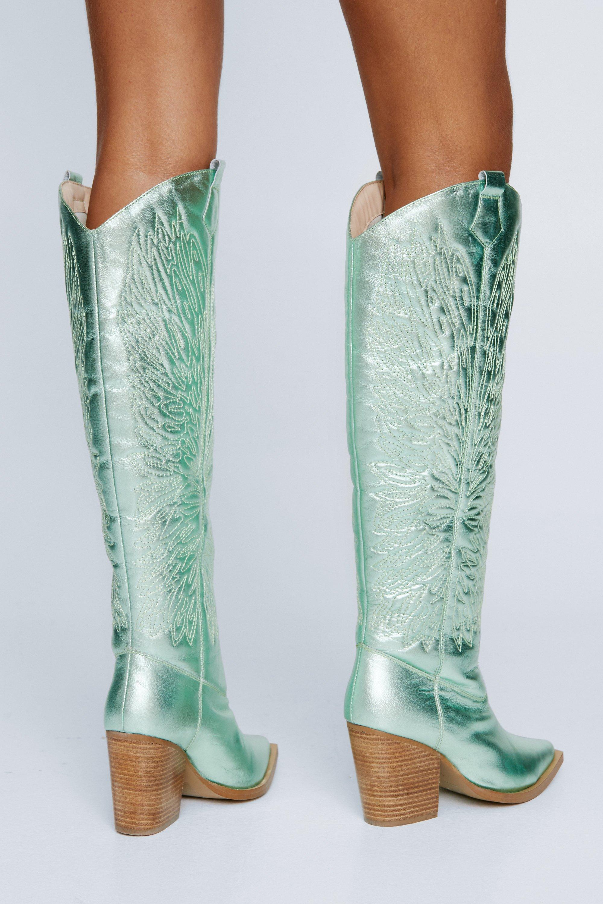 Green on sale high boots