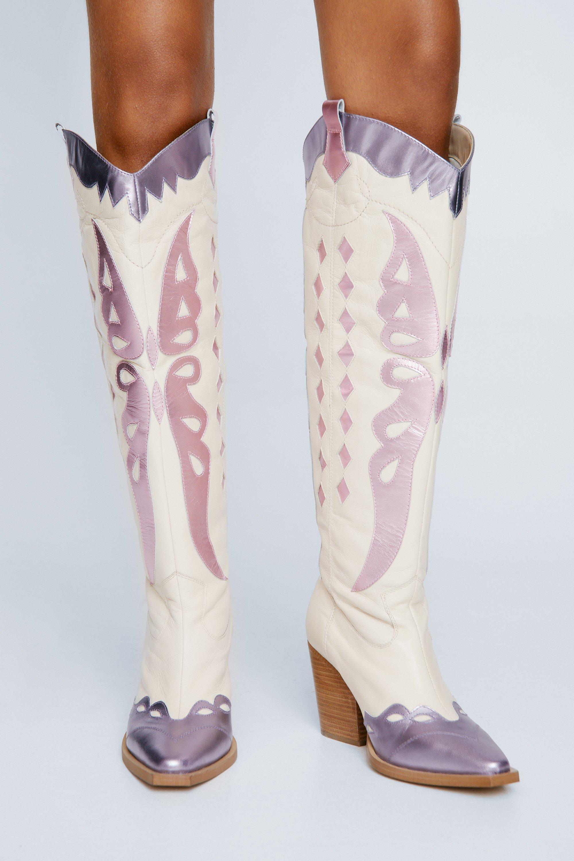 Cowboy boots with butterfly design clearance