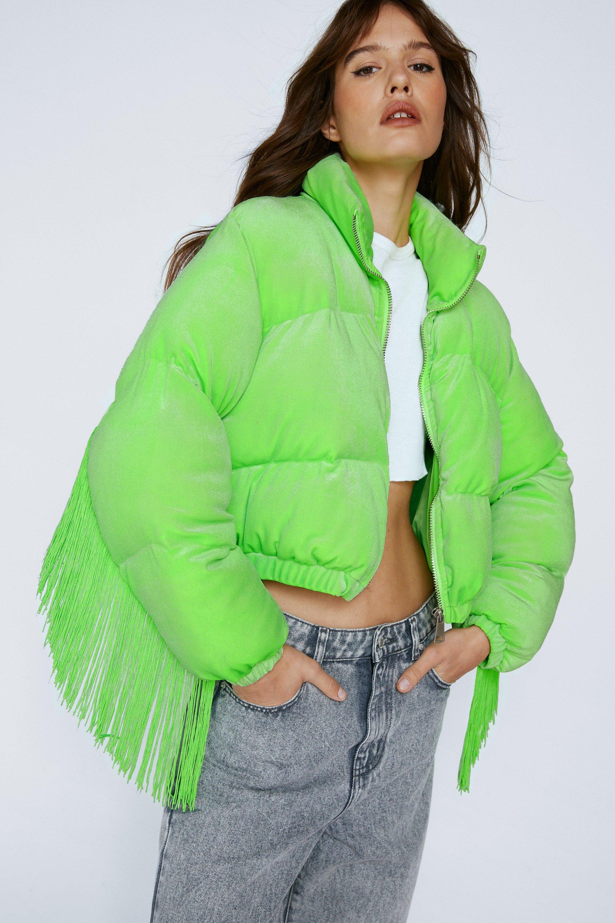 Premium Fringed Velvet Padded Cropped Coat