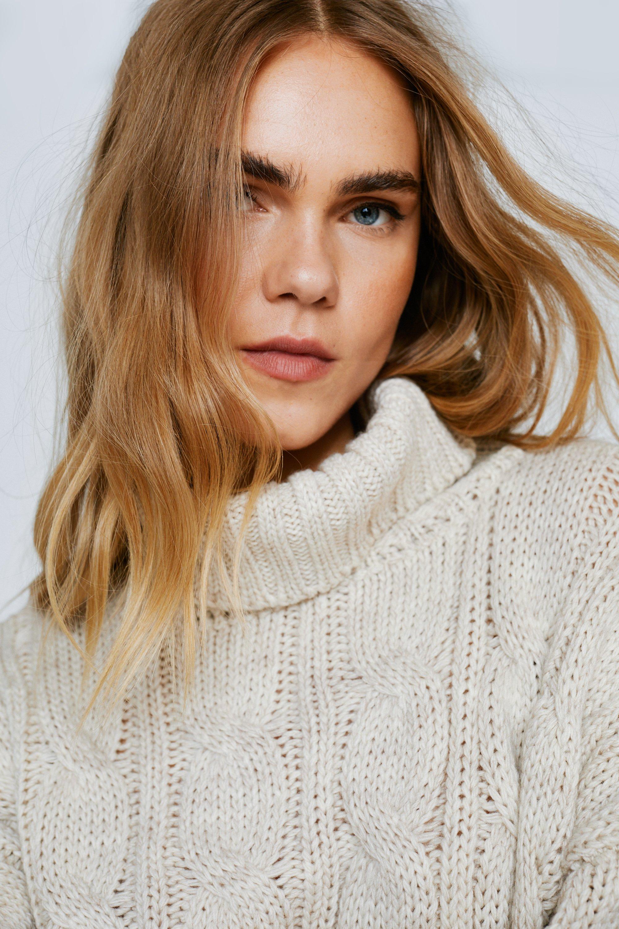 Roll neck hotsell cable knit jumper