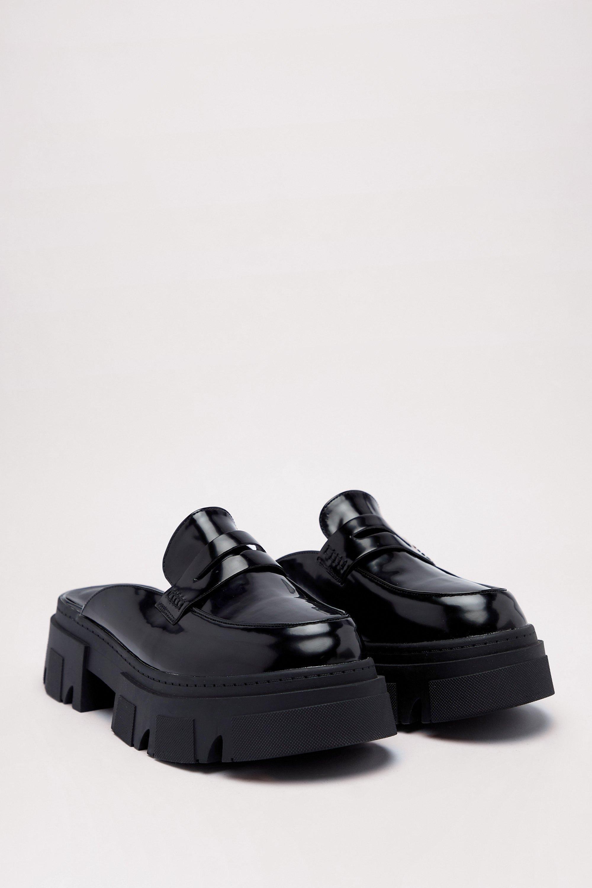 Black sales backless loafers