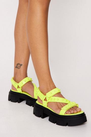 Faux Leather Studded Chunky Sandals lime