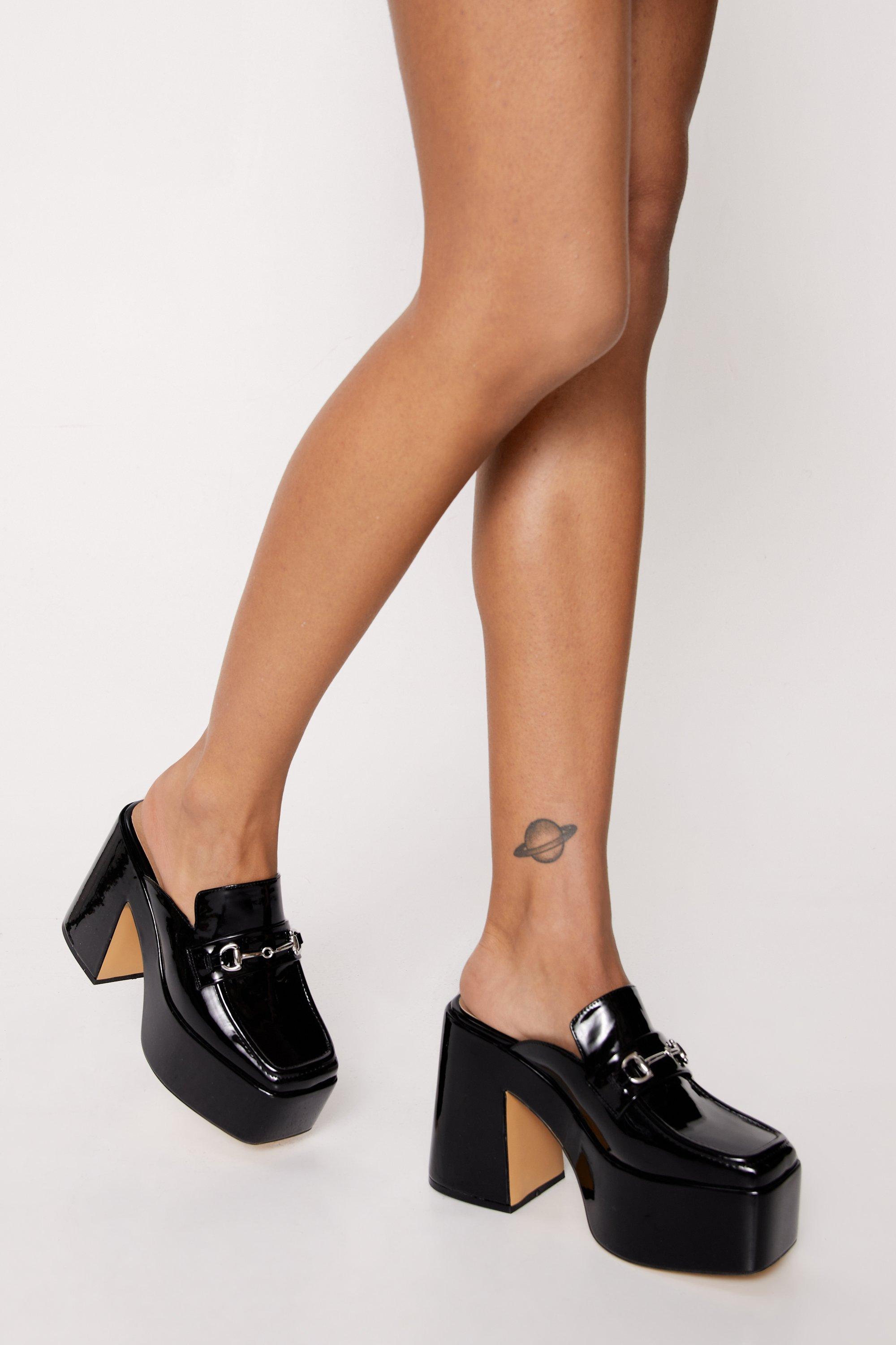 Patent Backless Platform Loafers Nasty