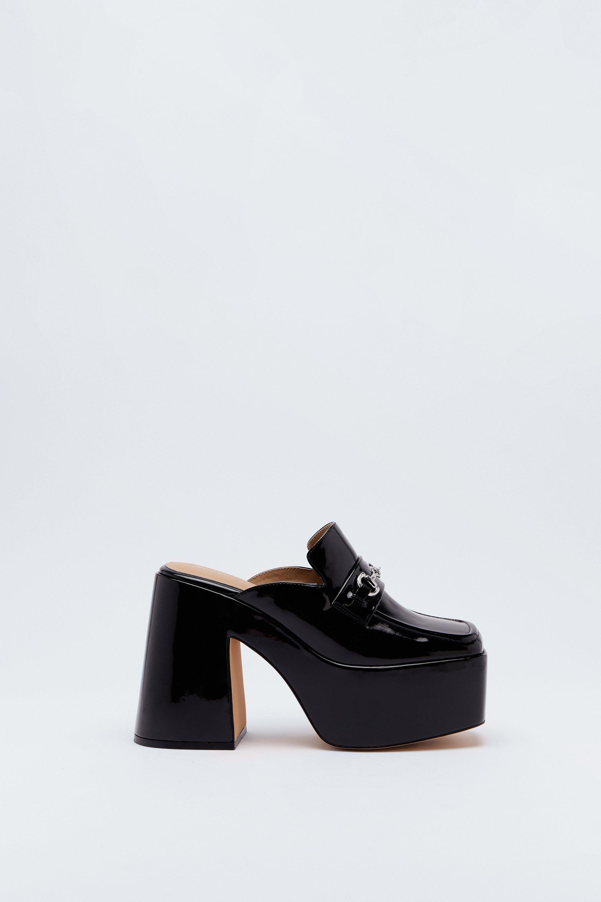 Platform store patent loafers