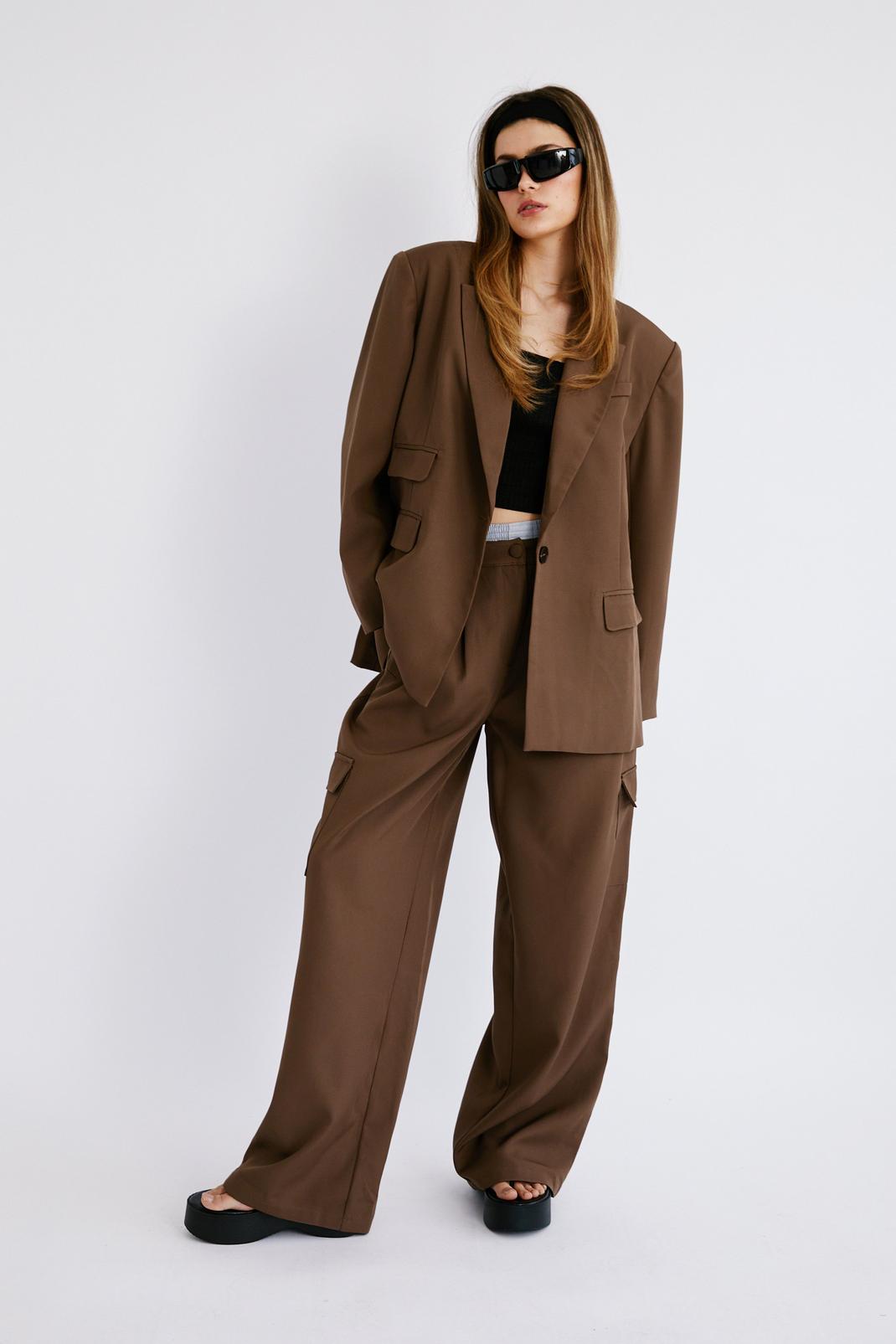 Brown Double Pocket Tailored Blazer image number 1