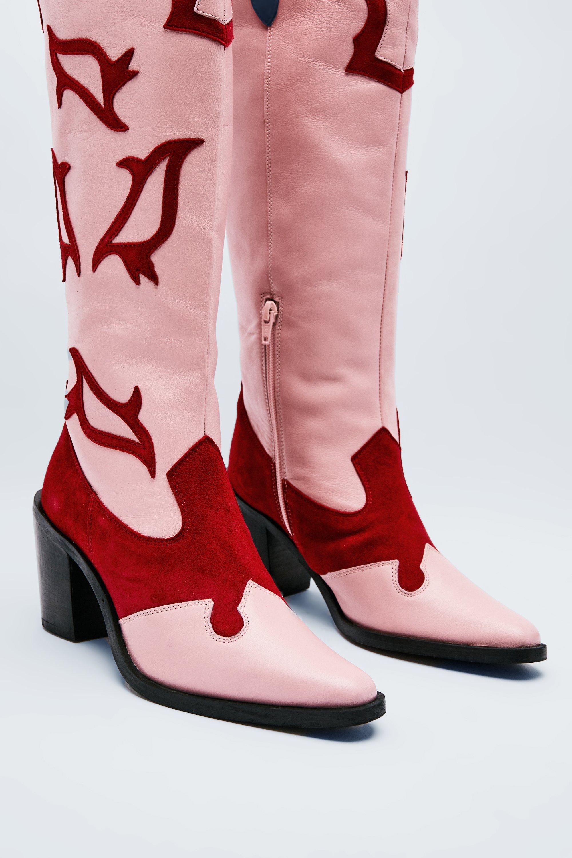 Pink and white cowgirl 2024 boots