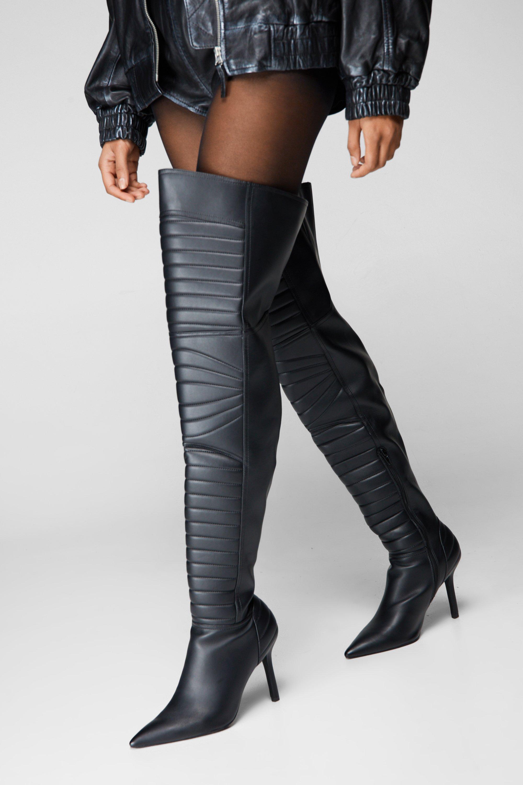 Pleather thigh deals high boots