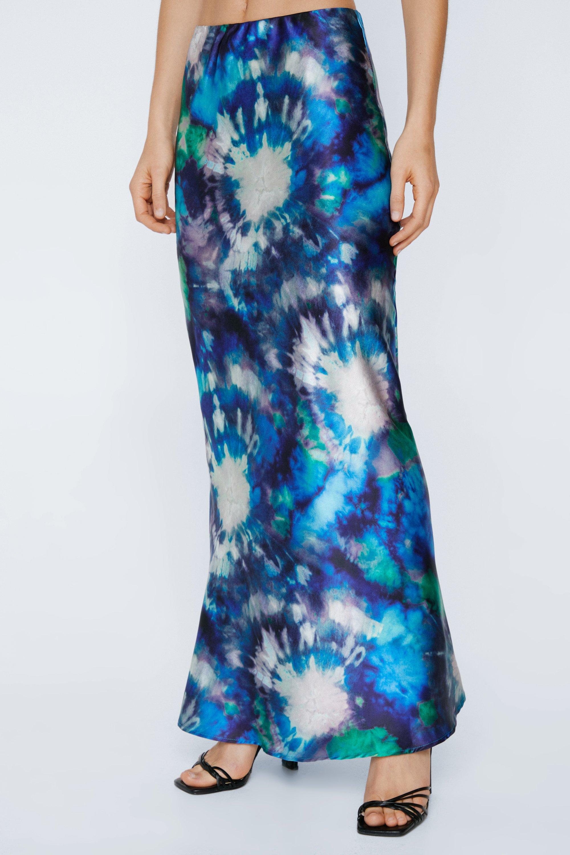 Silk tie dye outlet long skirt