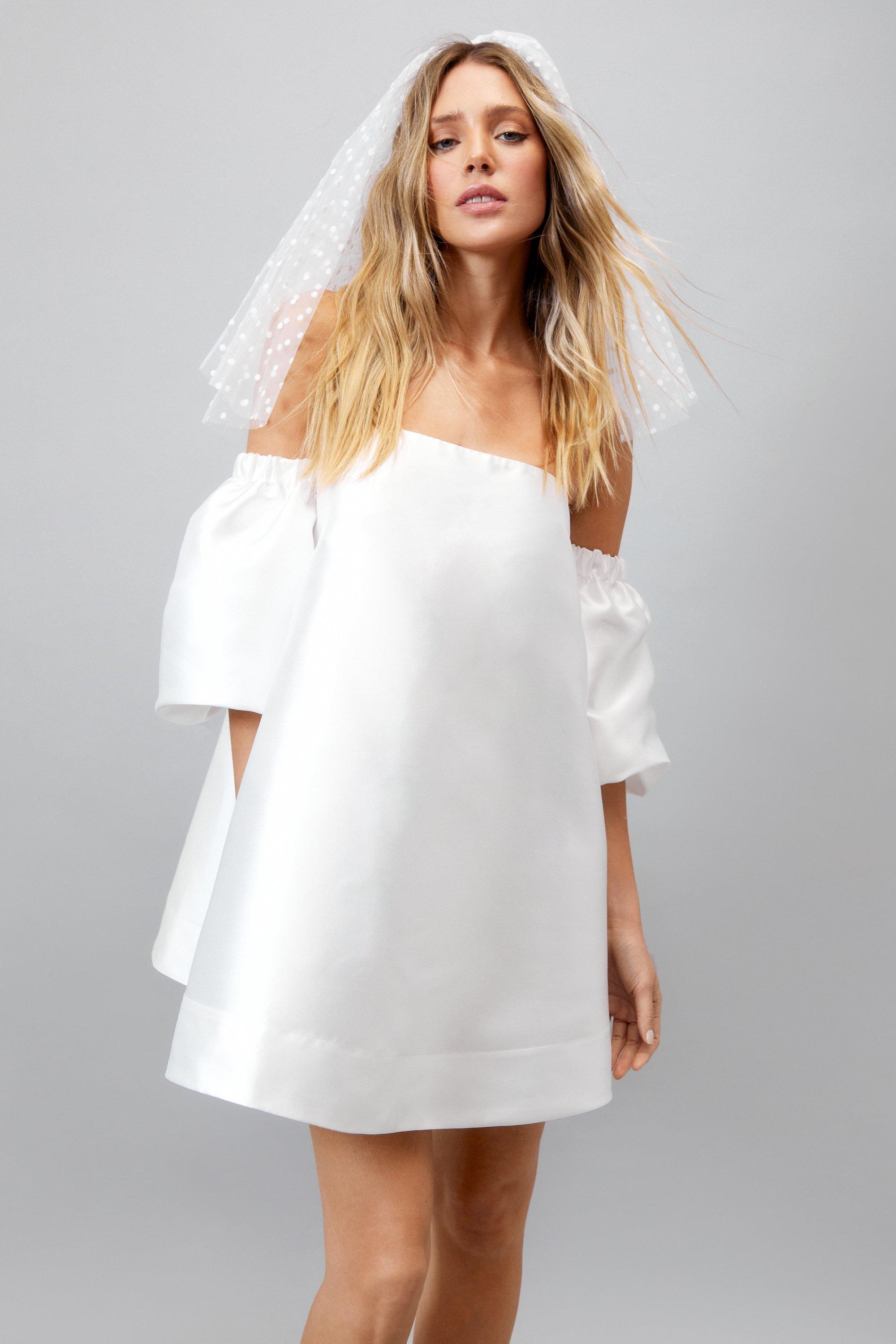 White bubble hotsell sleeve dress