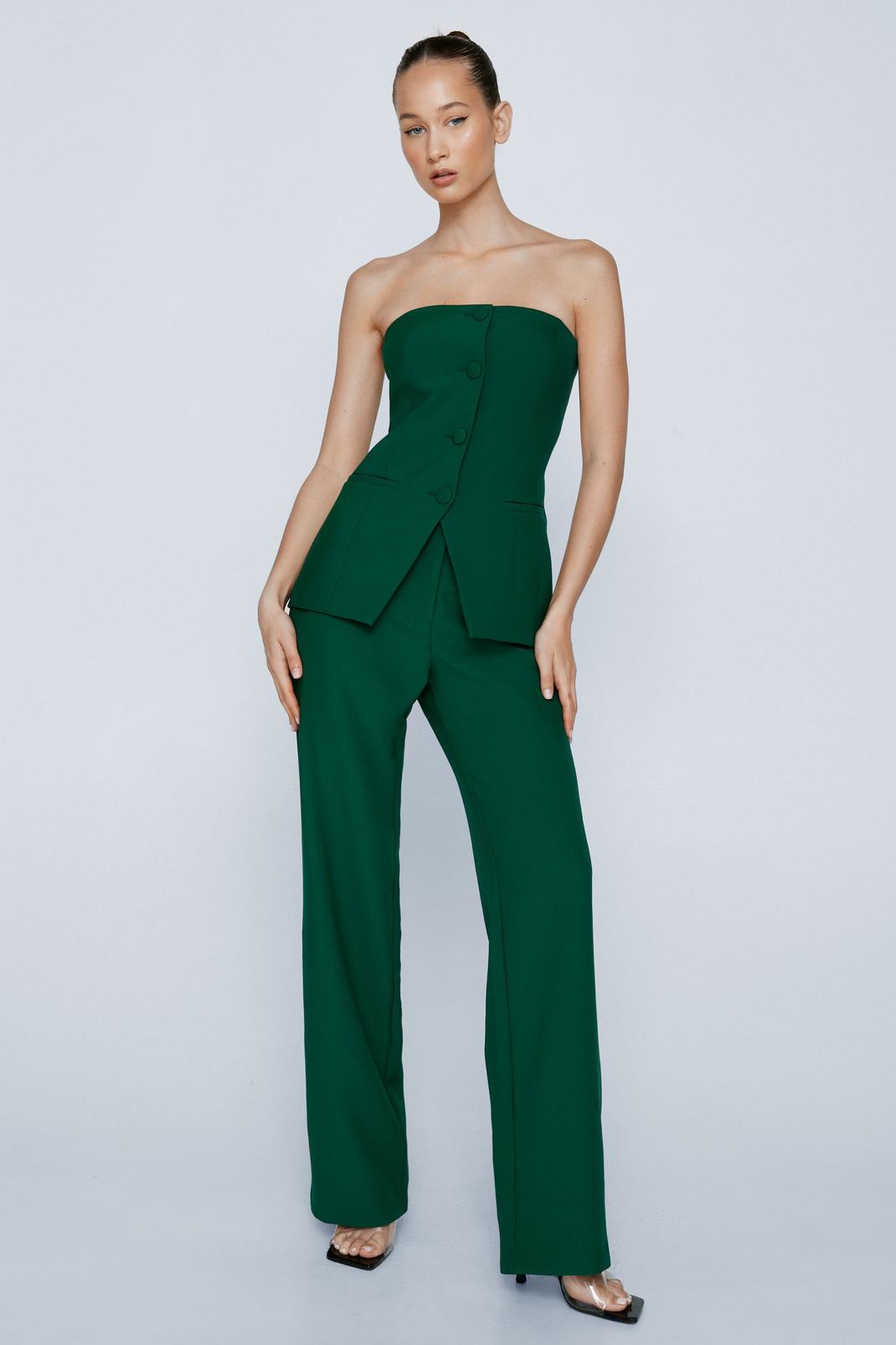 Dark green Tailored Straight Leg Trousers image number 1